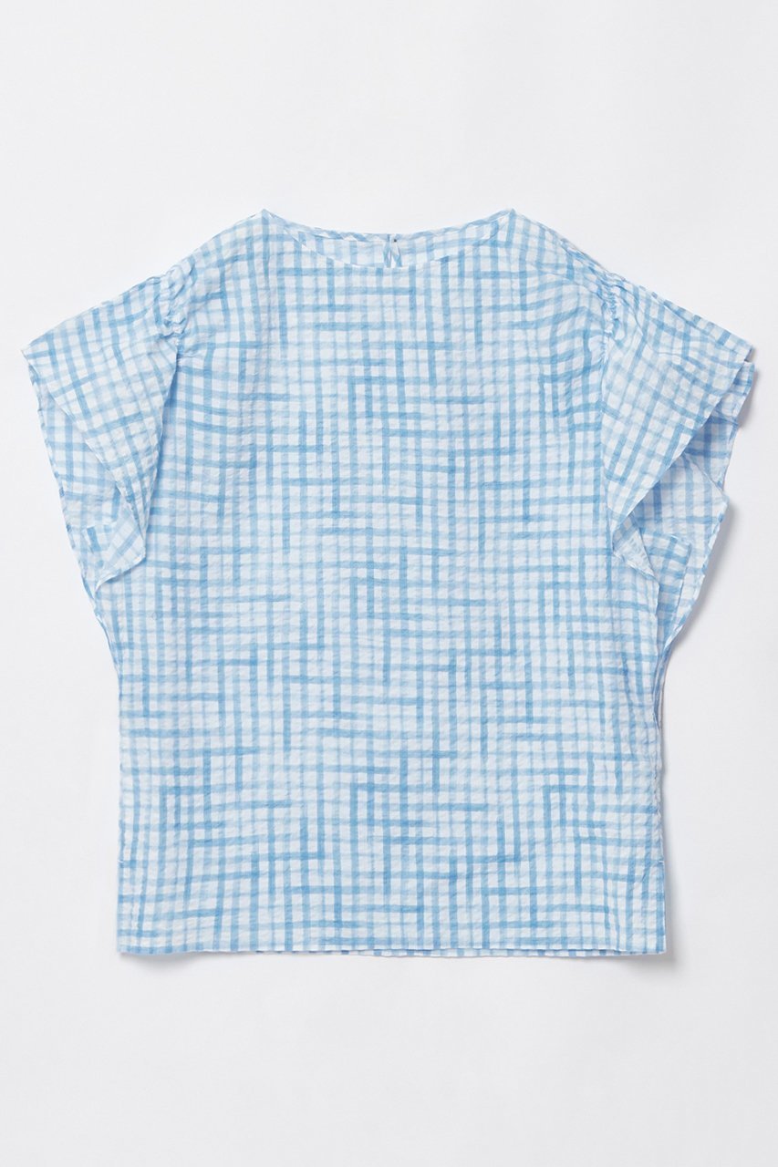 【ハウス オブ ロータス/HOUSE OF LOTUS】のサッカーギンガムチェックブラウス 人気、トレンドファッション・服の通販 founy(ファニー) 　ファッション　Fashion　レディースファッション　Fashion for Women　トップス・カットソー　Cut & Sew Tops　シャツ・ブラウス・オフィスカジュアル　Elegant Blouses & Button-Ups　ギャザー　Gathered, Ruffled　ショート　Short, Short Length　シンプル　Simple, Minimal　スリーブ　Sleeve, Long Sleeve / Short Sleeve　チェック　Check, Plaid, Tartan　プリント　Print, Printed Pattern　エレガント 上品　Elegant　夏　Summer　 other-1|ID: prp329100004493340 ipo3291000000032806658