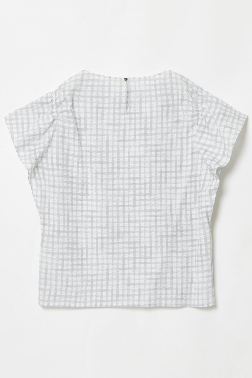 【ハウス オブ ロータス/HOUSE OF LOTUS】のサッカーギンガムチェックブラウス 人気、トレンドファッション・服の通販 founy(ファニー) 　ファッション　Fashion　レディースファッション　Fashion for Women　トップス・カットソー　Cut & Sew Tops　シャツ・ブラウス・オフィスカジュアル　Elegant Blouses & Button-Ups　ギャザー　Gathered, Ruffled　ショート　Short, Short Length　シンプル　Simple, Minimal　スリーブ　Sleeve, Long Sleeve / Short Sleeve　チェック　Check, Plaid, Tartan　プリント　Print, Printed Pattern　エレガント 上品　Elegant　夏　Summer　other-2|ID: prp329100004493340 ipo3291000000032806662