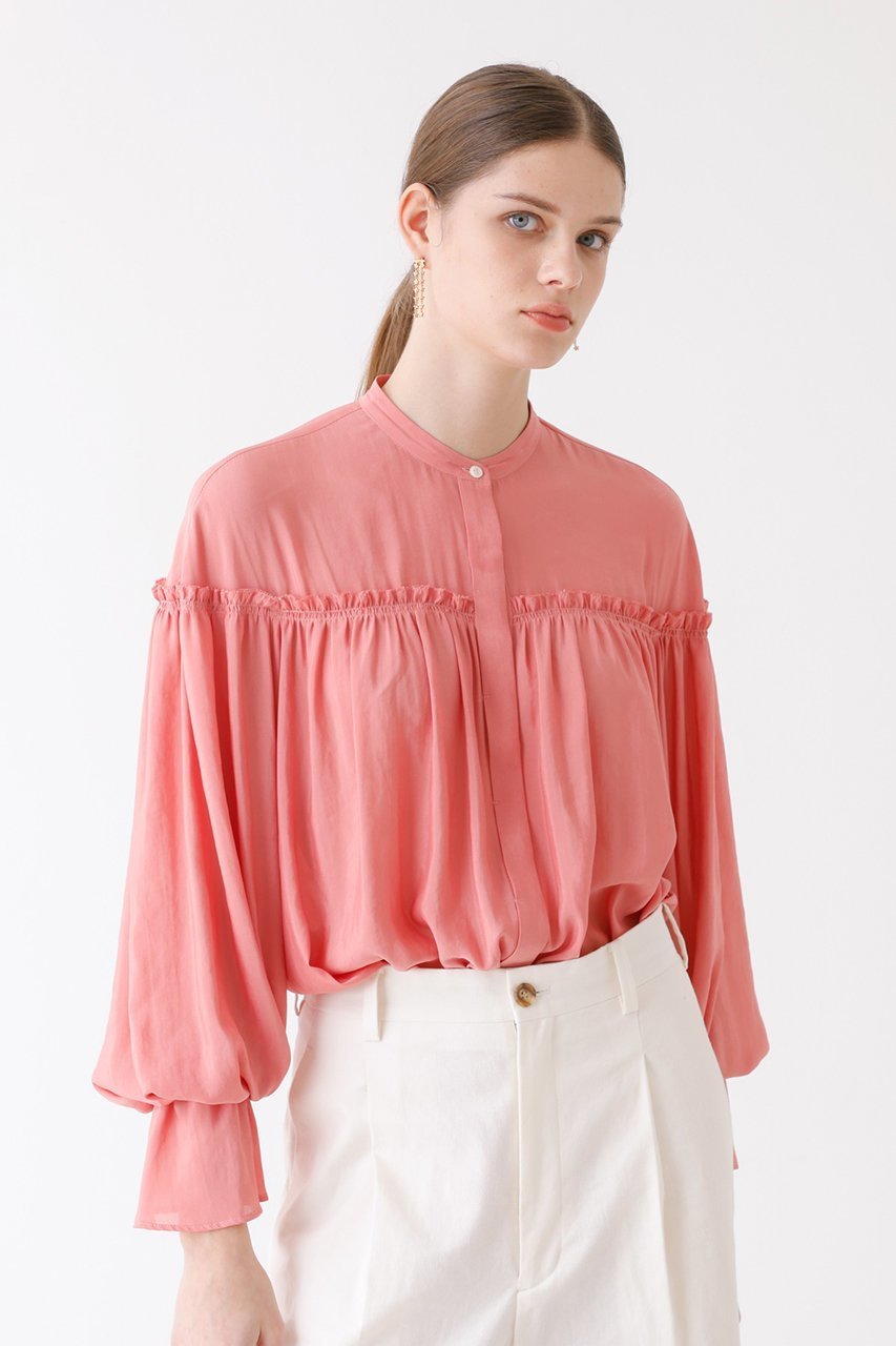 【デザイン ワークス/DESIGN WORKS】のギャザーブラウス 人気、トレンドファッション・服の通販 founy(ファニー) 　ファッション　Fashion　レディースファッション　WOMEN　トップス・カットソー　Tops/Tshirt　シャツ/ブラウス　Shirts/Blouses　ギャザー　Gather　スリーブ　Sleeve　ドレープ　Drape　フレア　Flare　ボトム　Bottom　ロング　Long　ワイド　Wide　エレガント 上品　Elegant　再入荷　Restock/Back In Stock/Re Arrival　other-8|ID: prp329100004493383 ipo3291000000031804489