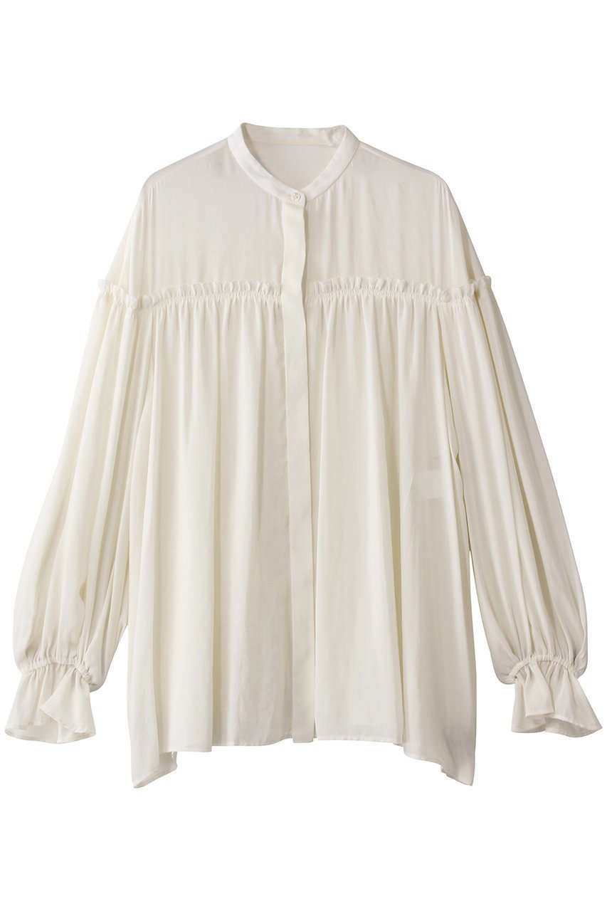 【デザイン ワークス/DESIGN WORKS】のギャザーブラウス 人気、トレンドファッション・服の通販 founy(ファニー) 　ファッション　Fashion　レディースファッション　Fashion for Women　トップス・カットソー　Cut & Sew Tops　シャツ・ブラウス・オフィスカジュアル　Elegant Blouses & Button-Ups　ギャザー　Gathered, Ruffled　スリーブ　Sleeve, Long Sleeve / Short Sleeve　ドレープ　Drape, Draping Fabric　フレア　Flare, Flared　ボトム　Bottoms, Lower Wear　ロング　Long, Long-Length　ワイド　Wide, Wide Fit　エレガント 上品　Elegant　 other-1|ID: prp329100004493383 ipo3291000000034955266