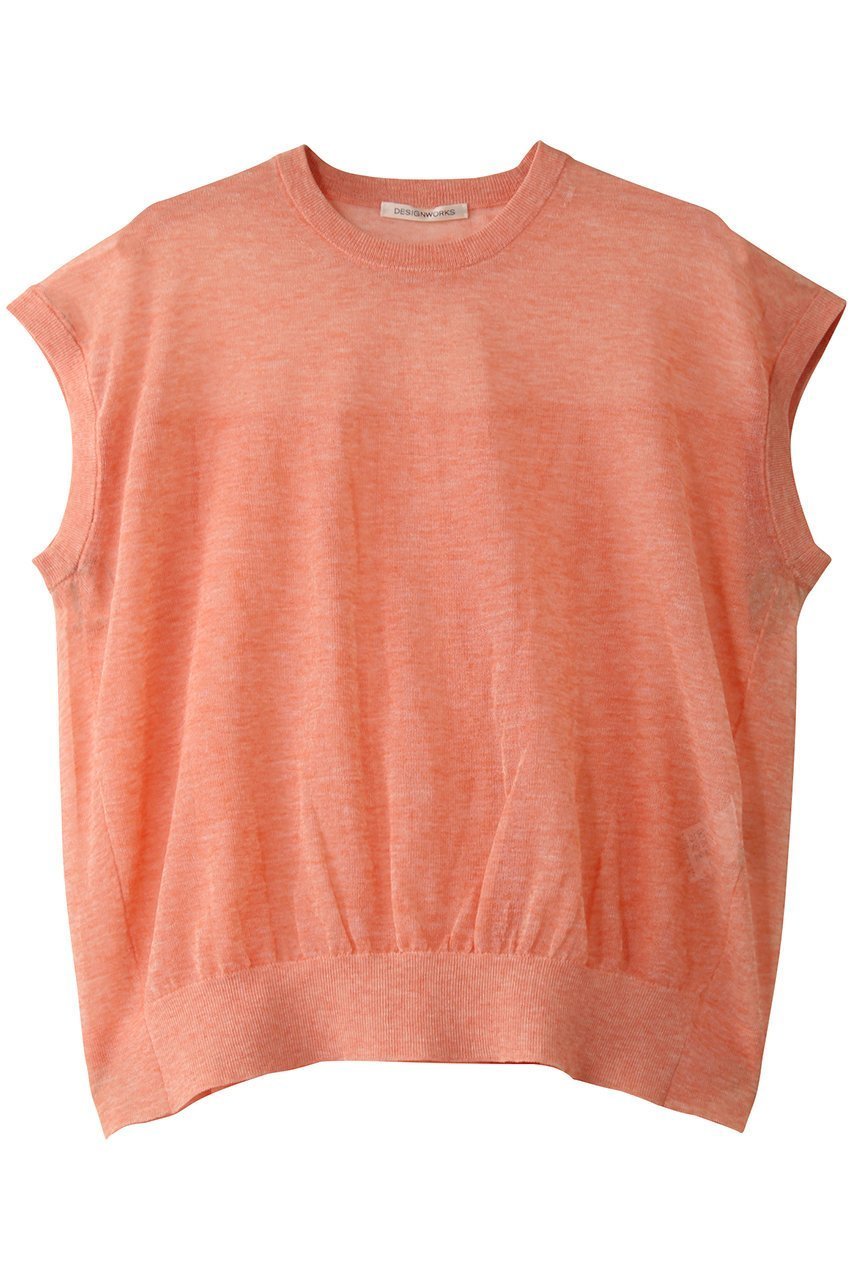 【デザイン ワークス/DESIGN WORKS】のシアーバックギャザープルオーバー インテリア・キッズ・メンズ・レディースファッション・服の通販 founy(ファニー) 　ファッション　Fashion　レディースファッション　Fashion for Women　トップス・カットソー　Cut & Sew Tops　ニット　Knit Tops & Sweaters　カジュアルプルオーバー・ニットトップス　Pullovers & Knit Tops / Casual Pullovers　キャミソール　Camisole, Spaghetti Strap Top　ギャザー　Gathered, Ruffled　シアー　Sheer, See-Through　タンク　Tank Top, Sleeveless Top　ファブリック　Fabric, Textile　フェミニン　Feminine, Girly　今季　This Season, Current Season　オレンジ|ID: prp329100004493401 ipo3291000000035371787