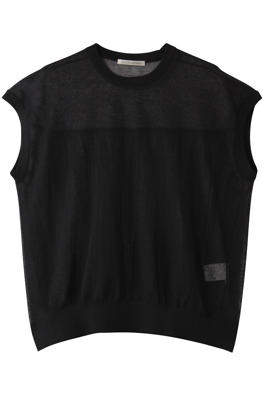 【デザイン ワークス/DESIGN WORKS】のシアーバックギャザープルオーバー インテリア・キッズ・メンズ・レディースファッション・服の通販 founy(ファニー) 　ファッション　Fashion　レディースファッション　Fashion for Women　トップス・カットソー　Cut & Sew Tops　ニット　Knit Tops & Sweaters　カジュアルプルオーバー・ニットトップス　Pullovers & Knit Tops / Casual Pullovers　キャミソール　Camisole, Spaghetti Strap Top　ギャザー　Gathered, Ruffled　シアー　Sheer, See-Through　タンク　Tank Top, Sleeveless Top　ファブリック　Fabric, Textile　フェミニン　Feminine, Girly　今季　This Season, Current Season　ブラック|ID: prp329100004493401 ipo3291000000035371789