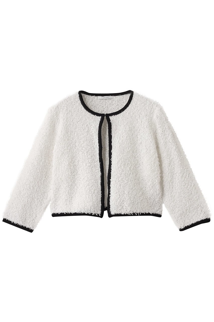 【アナイ/ANAYI】のGIMAフェザーバイカラーカーディガン インテリア・キッズ・メンズ・レディースファッション・服の通販 founy(ファニー) 　ファッション　Fashion　レディースファッション　Fashion for Women　トップス・カットソー　Cut & Sew Tops　ニット　Knit Tops & Sweaters　カーディガン・羽織り　Layered Style Cardigans　おすすめ　Recommended / Our Picks　カーディガン　Cardigan, Knitwear　ジャケット　Jacket, Outerwear　セットアップ　Set-Up, Coordinated Outfit　タンク　Tank Top, Sleeveless Top　トリミング　Trimming, Decorative Edge　ペーパー　Paper, Kraft Paper　エレガント 上品　Elegant　再入荷　Restock / Back in Stock　夏　Summer　春　Spring　S/S・春夏　SS, Spring/Summer, Warm Season　オフホワイト|ID: prp329100004493409 ipo3291000000036759509