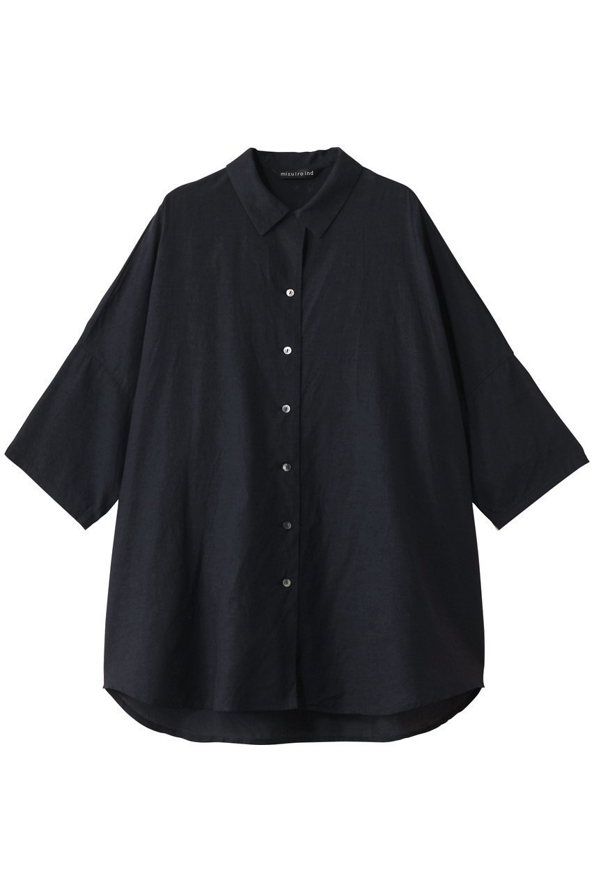 【ミズイロ インド/mizuiro ind】のhalf slv wide tunic shirt シャツ インテリア・キッズ・メンズ・レディースファッション・服の通販 founy(ファニー) 　ファッション　Fashion　レディースファッション　WOMEN　トップス・カットソー　Tops/Tshirt　シャツ/ブラウス　Shirts/Blouses　シアー　Sheer　ショート　Short　スリーブ　Sleeve　チュニック　Tunic　ハーフ　Half　ワイド　Wide　navy|ID: prp329100004493414 ipo3291000000031685382