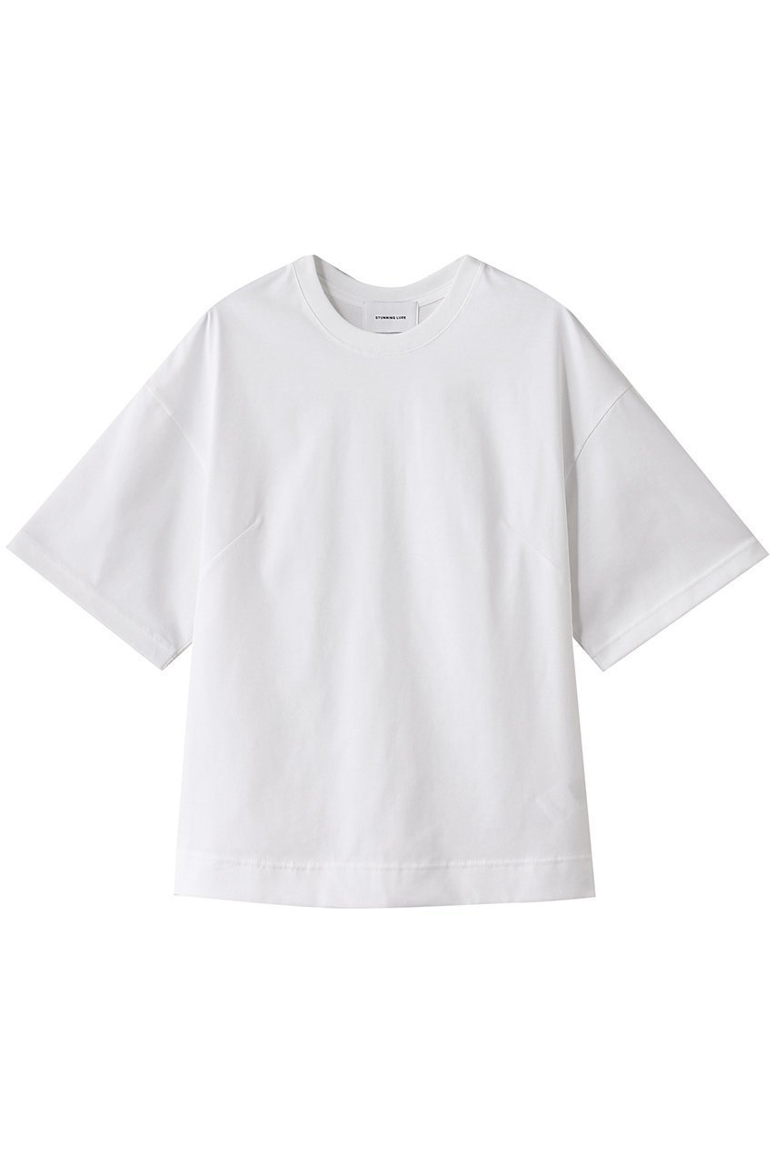 【スタニングルアー/STUNNING LURE】のウルティマコットンシェイプTシャツ インテリア・キッズ・メンズ・レディースファッション・服の通販 founy(ファニー) 　ファッション　Fashion　レディースファッション　WOMEN　トップス・カットソー　Tops/Tshirt　シャツ/ブラウス　Shirts/Blouses　ロング / Tシャツ　T-Shirts　カットソー　Cut and Sewn　シェイプ　Shape　ショート　Short　スリット　Slit　スリーブ　Sleeve　フロント　Front　NEW・新作・新着・新入荷　New Arrivals　ホワイト|ID: prp329100004494673 ipo3291000000031698769