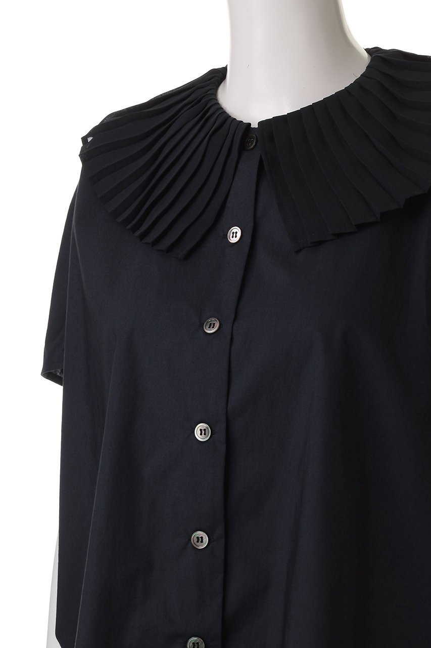 【ミズイロ インド/mizuiro ind】のpleats collar shirt シャツ 人気、トレンドファッション・服の通販 founy(ファニー) 　ファッション　Fashion　レディースファッション　Fashion for Women　トップス・カットソー　Cut & Sew Tops　シャツ・ブラウス・オフィスカジュアル　Elegant Blouses & Button-Ups　おすすめ　Recommended / Our Picks　クラシカル　Classical, Vintage-Inspired　ショート　Short, Short Length　スリーブ　Sleeve, Long Sleeve / Short Sleeve　ダウン　Down, Puffer　デニム　Denim, Jeans Material　ファブリック　Fabric, Textile　プリーツ　Pleats, Pleated　ボトム　Bottoms, Lower Wear　エレガント 上品　Elegant　other-5|ID: prp329100004494681 ipo3291000000032810616
