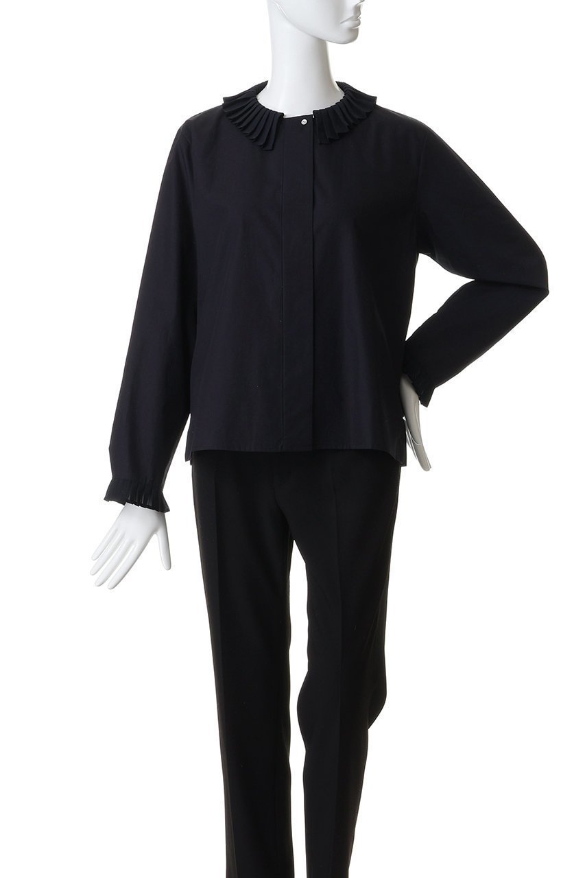 【ミズイロ インド/mizuiro ind】のpleats collar shirt シャツ 人気、トレンドファッション・服の通販 founy(ファニー) 　ファッション　Fashion　レディースファッション　Fashion for Women　トップス・カットソー　Cut & Sew Tops　シャツ・ブラウス・オフィスカジュアル　Elegant Blouses & Button-Ups　スウェット / スエット　Sweatshirt, Sweatwear　スリーブ　Sleeve, Long Sleeve / Short Sleeve　フロント　Front, Front Design　プリーツ　Pleats, Pleated　ロング　Long, Long-Length　エレガント 上品　Elegant　新作・新入荷　New Arrivals / New In　other-2|ID: prp329100004494681 ipo3291000000034735221