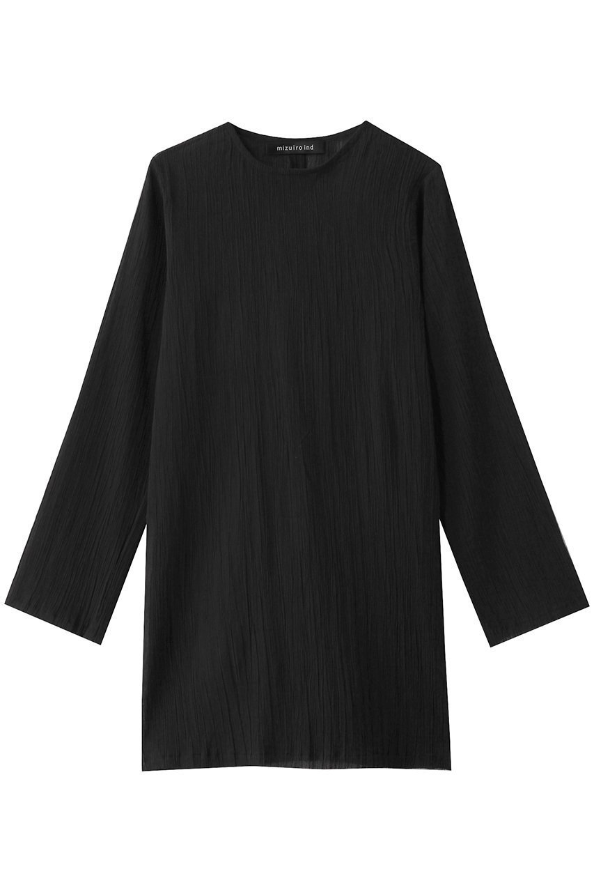 【ミズイロ インド/mizuiro ind】のcotton crape tunic P/O プルオーバー インテリア・キッズ・メンズ・レディースファッション・服の通販 founy(ファニー) 　ファッション　Fashion　レディースファッション　Ladies' Fashion Online　トップス・カットソー　Tops/Tshirt　シャツ/ブラウス　Shirts/Blouses　プルオーバー　Pullover　シアー　Sheer　ショート　Short　スリット　Slit　スリーブ　Sleeve　チュニック　Tunic　black|ID: prp329100004494697 ipo3291000000032648864