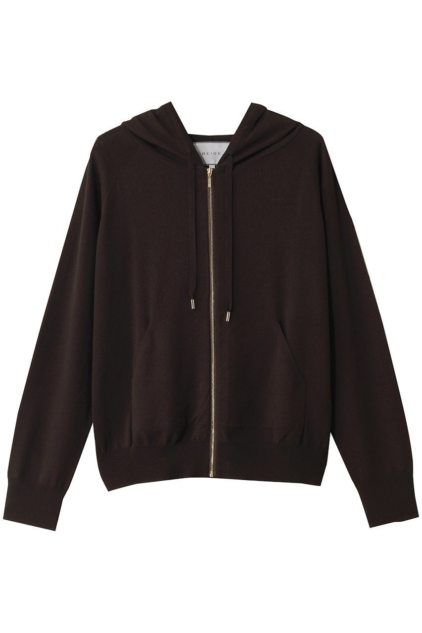 【ベイジ,/BEIGE,】のMONSTERA(モンステラ)/フーデットニット(ウォッシャブル対応) インテリア・キッズ・メンズ・レディースファッション・服の通販 founy(ファニー) 　ファッション　Fashion　レディースファッション　Fashion for Women　トップス・カットソー　Cut & Sew Tops　ニット　Knit Tops & Sweaters　カーディガン・羽織り　Layered Style Cardigans　ウォッシャブル　Machine Washable　カーディガン　Cardigan, Knitwear　ジップ　Zip, Zipper　バランス　Balance, Style Balance　リュクス　Luxury, Elegant, High-End, Chic　エレガント 上品　Elegant　Brown|ID: prp329100004494723 ipo3291000000032923660