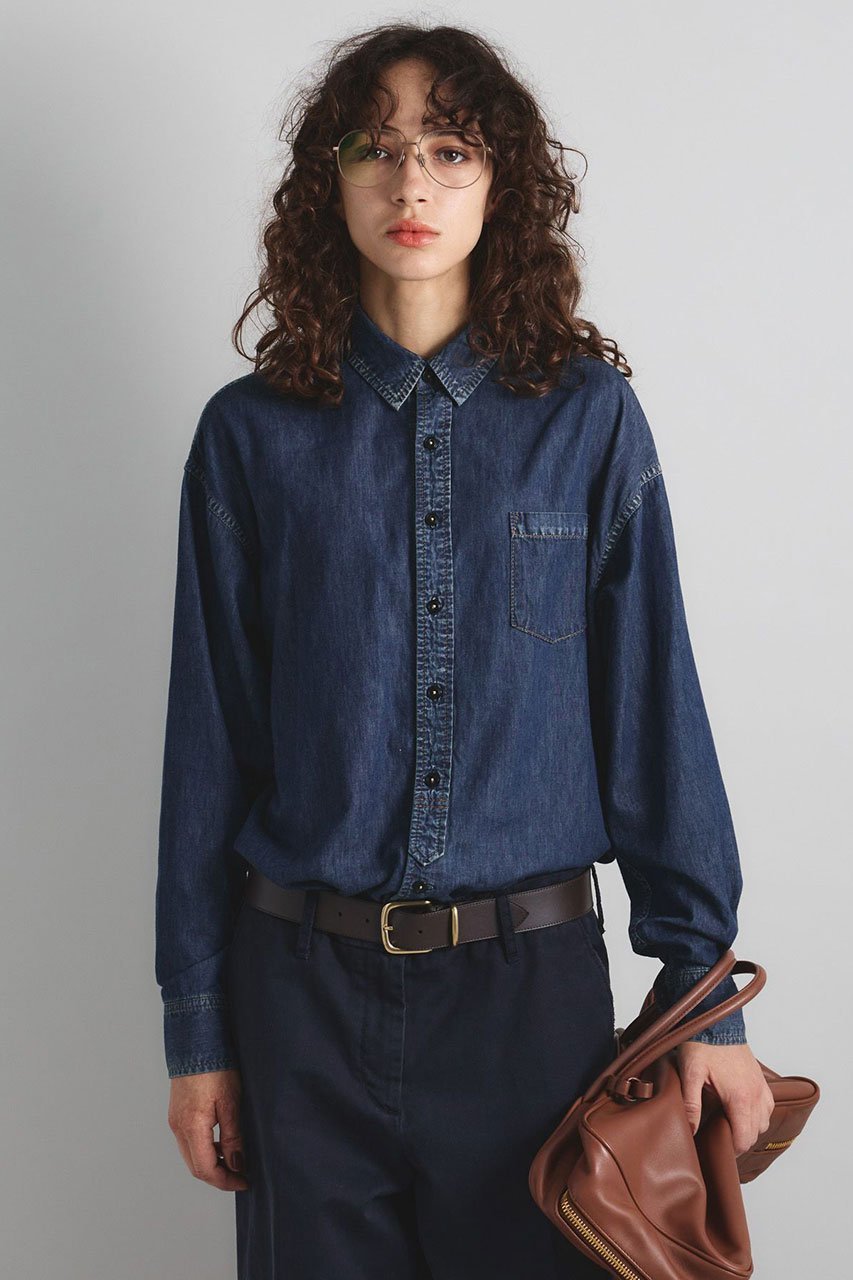 【ブリル/BRILL】のダンガリーシャツ 人気、トレンドファッション・服の通販 founy(ファニー) 　ファッション　Fashion　レディースファッション　Fashion for Women　トップス・カットソー　Cut & Sew Tops　シャツ・ブラウス・オフィスカジュアル　Elegant Blouses & Button-Ups　スリーブ　Sleeve, Long Sleeve / Short Sleeve　デニム　Denim, Jeans Material　フロント　Front, Front Design　ボトム　Bottoms, Lower Wear　ロング　Long, Long-Length　ヴィンテージ　Vintage Style　 other-1|ID: prp329100004494724 ipo3291000000032812185
