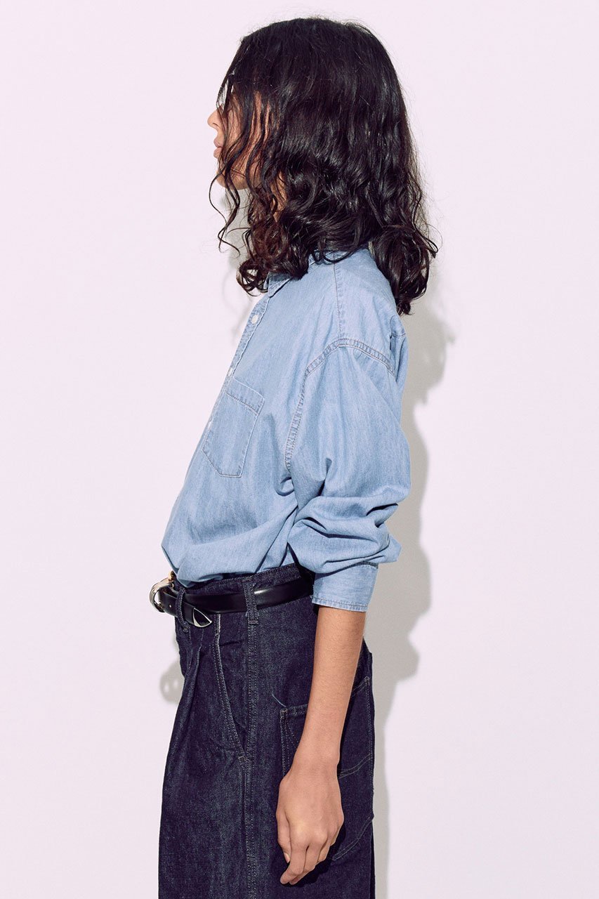【ブリル/BRILL】のダンガリーシャツ 人気、トレンドファッション・服の通販 founy(ファニー) 　ファッション　Fashion　レディースファッション　Fashion for Women　トップス・カットソー　Cut & Sew Tops　シャツ・ブラウス・オフィスカジュアル　Elegant Blouses & Button-Ups　スリーブ　Sleeve, Long Sleeve / Short Sleeve　デニム　Denim, Jeans Material　フロント　Front, Front Design　ボトム　Bottoms, Lower Wear　ロング　Long, Long-Length　ヴィンテージ　Vintage Style　other-2|ID: prp329100004494724 ipo3291000000032812188