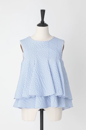 【オーヴィル/EAUVIRE】 クロップドフレアブラウス人気、トレンドファッション・服の通販 founy(ファニー) ファッション Fashion レディースファッション Fashion for Women トップス・カットソー Cut & Sew Tops キャミソール&ノースリーブ Camisoles & Sleeveless Tops シャツ・ブラウス・オフィスカジュアル Elegant Blouses & Button-Ups イタリア Italy サッカー Seersucker, Summer Fabric ノースリーブ Sleeveless, No-Sleeve フレア Flare, Flared 夏 Summer |ID:prp329100004494731