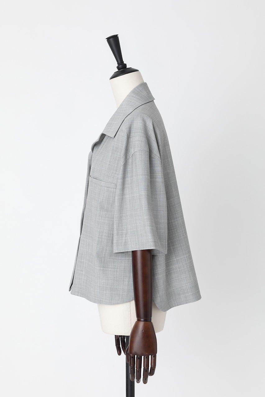 【オーヴィル/EAUVIRE】のボクシーシルエットシャツ 人気、トレンドファッション・服の通販 founy(ファニー) 　ファッション　Fashion　レディースファッション　Fashion for Women　トップス・カットソー　Cut & Sew Tops　シャツ・ブラウス・オフィスカジュアル　Elegant Blouses & Button-Ups　ショート　Short, Short Length　ストレッチ　Stretch, Stretchy Fabric　スリーブ　Sleeve, Long Sleeve / Short Sleeve　バランス　Balance, Style Balance　羽織　Haori, Light Jacket　other-2|ID: prp329100004496048 ipo3291000000032909737