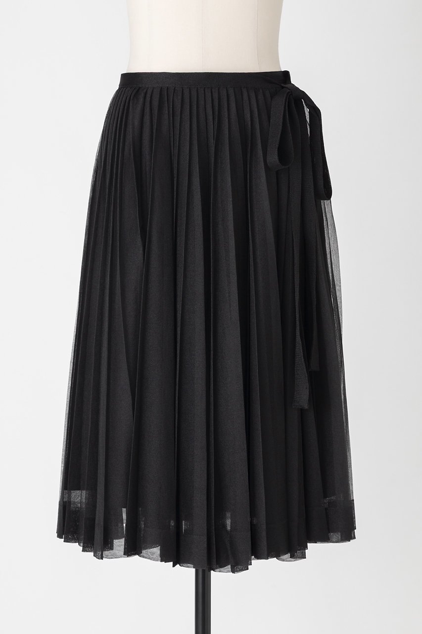 【オーヴィル/EAUVIRE】のニットプリーツスカート インテリア・キッズ・メンズ・レディースファッション・服の通販 founy(ファニー) 　ファッション　Fashion　レディースファッション　Fashion for Women　スカート　Skirts　プリーツスカート / 上品フェミニンスタイル　Pleated Skirts　イタリア　Italy　インナー　Innerwear　エアリー　Airy Texture　プリーツ　Pleats, Pleated　リボン　Ribbon, Bow　エレガント 上品　Elegant　ブラック|ID: prp329100004496050 ipo3291000000032846403