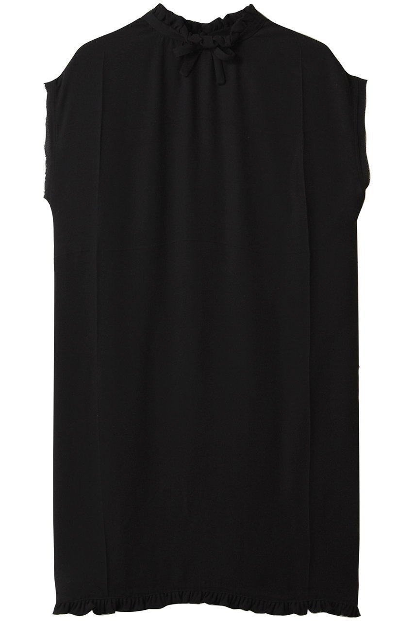 【ヌメロ ヴェントゥーノ/N°21】のノースリーブブラウス インテリア・キッズ・メンズ・レディースファッション・服の通販 founy(ファニー) 　ファッション　Fashion　レディースファッション　Fashion for Women　トップス・カットソー　Cut & Sew Tops　キャミソール&ノースリーブ　Camisoles & Sleeveless Tops　シャツ・ブラウス・オフィスカジュアル　Elegant Blouses & Button-Ups　なめらか　Smooth, Silky Texture　スタイリッシュ　Stylish, Fashionable　ノースリーブ　Sleeveless, No-Sleeve　フェミニン　Feminine, Girly　フリル　Frill, Ruffle　エレガント 上品　Elegant　ブラック|ID: prp329100004496056 ipo3291000000034955177