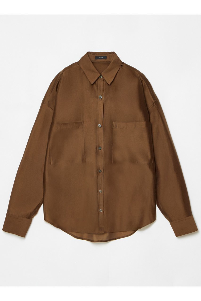 【アルアバイル/allureville】のナチュラルオーガンジーシャツブラウス インテリア・キッズ・メンズ・レディースファッション・服の通販 founy(ファニー) 　ファッション　Fashion　レディースファッション　Fashion for Women　トップス・カットソー　Cut & Sew Tops　シャツ・ブラウス・オフィスカジュアル　Elegant Blouses & Button-Ups　おすすめ　Recommended / Our Picks　インナー　Innerwear　カーディガン　Cardigan, Knitwear　キャミソール　Camisole, Spaghetti Strap Top　スリーブ　Sleeve, Long Sleeve / Short Sleeve　タンク　Tank Top, Sleeveless Top　ロング　Long, Long-Length　エレガント 上品　Elegant　ブラウン|ID: prp329100004496109 ipo3291000000035366614