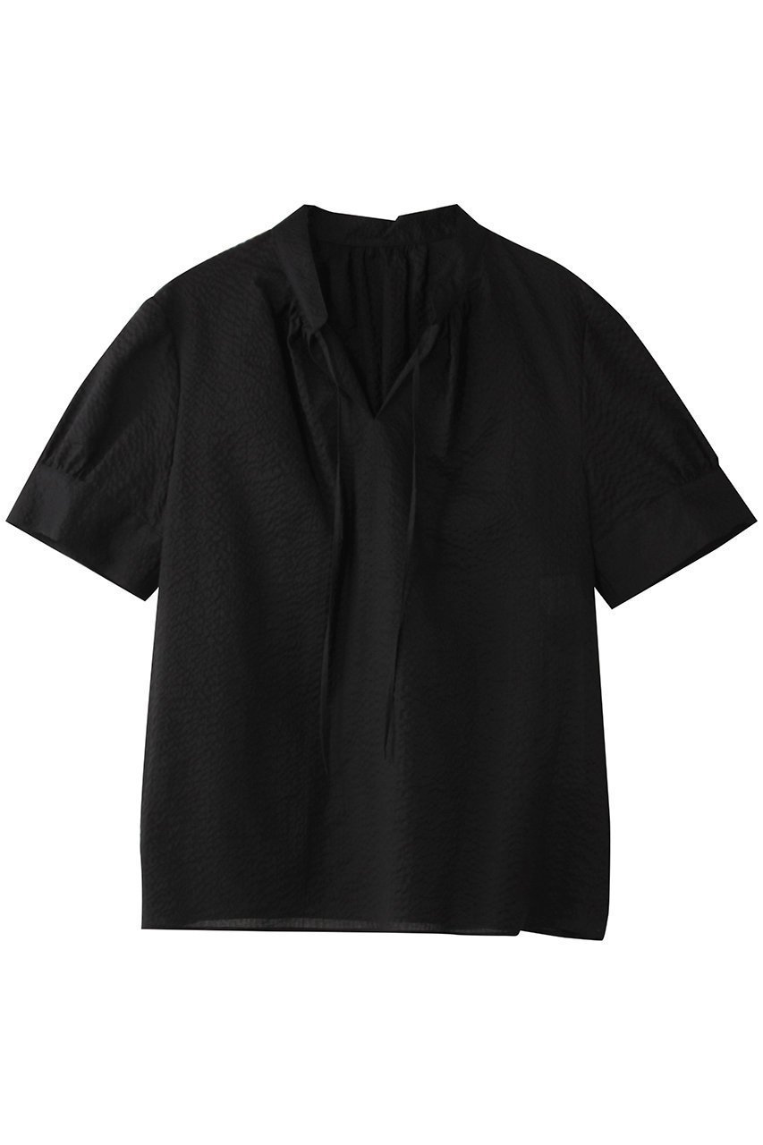 【アルアバイル/allureville】のリップルスタンドカラーブラウス インテリア・キッズ・メンズ・レディースファッション・服の通販 founy(ファニー) 　ファッション　Fashion　レディースファッション　WOMEN　トップス・カットソー　Tops/Tshirt　シャツ/ブラウス　Shirts/Blouses　ショート　Short　シンプル　Simple　スキッパー　Skipper　スリーブ　Sleeve　エレガント 上品　Elegant　夏　Summer　NEW・新作・新着・新入荷　New Arrivals　ブラック|ID: prp329100004496110 ipo3291000000031711820
