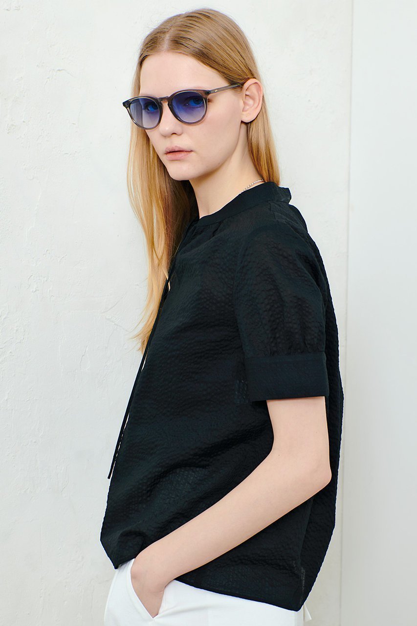 【アルアバイル/allureville】のリップルスタンドカラーブラウス 人気、トレンドファッション・服の通販 founy(ファニー) 　ファッション　Fashion　レディースファッション　Fashion for Women　トップス・カットソー　Cut & Sew Tops　シャツ・ブラウス・オフィスカジュアル　Elegant Blouses & Button-Ups　ショート　Short, Short Length　シンプル　Simple, Minimal　スキッパー　Skipper, Open Collar　スリーブ　Sleeve, Long Sleeve / Short Sleeve　エレガント 上品　Elegant　再入荷　Restock / Back in Stock　夏　Summer　other-6|ID: prp329100004496110 ipo3291000000032707461