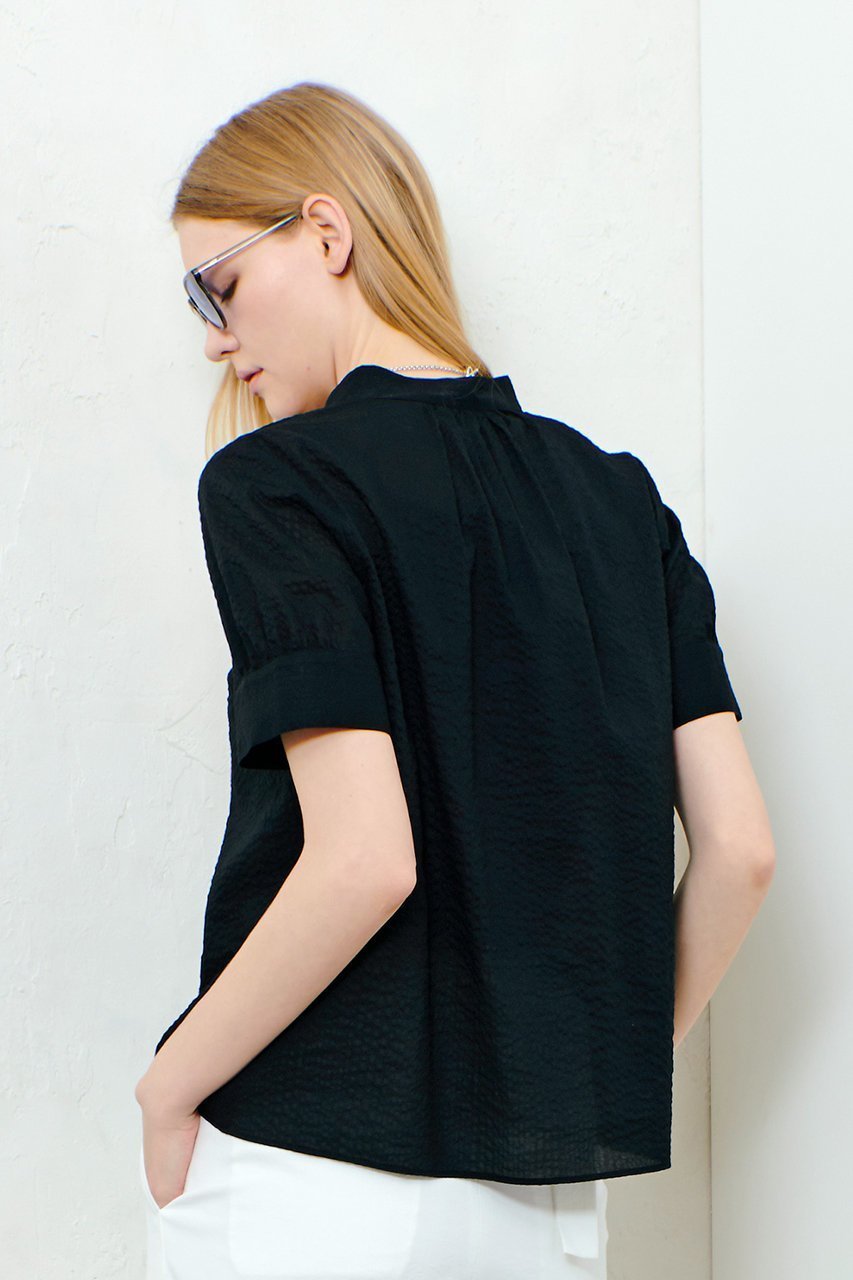 【アルアバイル/allureville】のリップルスタンドカラーブラウス 人気、トレンドファッション・服の通販 founy(ファニー) 　ファッション　Fashion　レディースファッション　Fashion for Women　トップス・カットソー　Cut & Sew Tops　シャツ・ブラウス・オフィスカジュアル　Elegant Blouses & Button-Ups　ショート　Short, Short Length　シンプル　Simple, Minimal　スキッパー　Skipper, Open Collar　スリーブ　Sleeve, Long Sleeve / Short Sleeve　エレガント 上品　Elegant　再入荷　Restock / Back in Stock　夏　Summer　other-7|ID: prp329100004496110 ipo3291000000032707463
