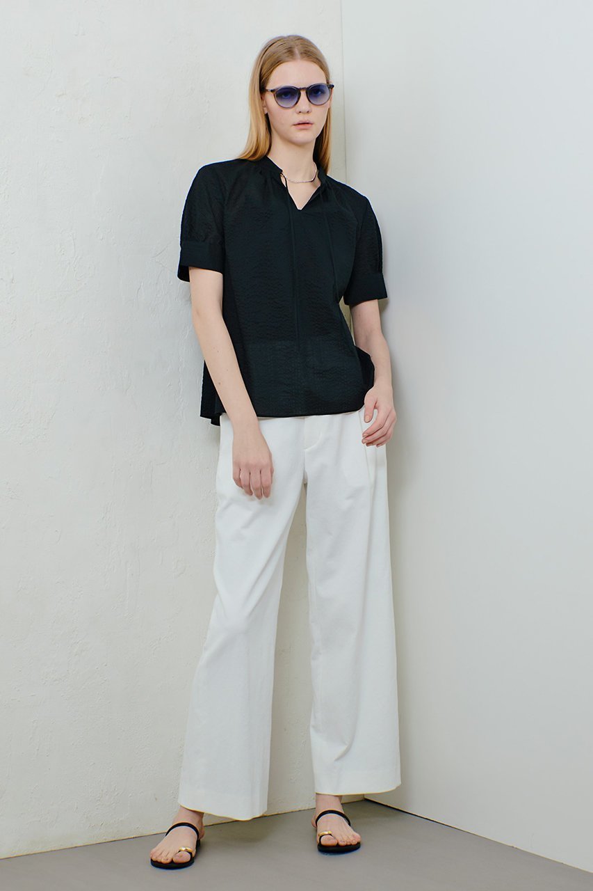 【アルアバイル/allureville】のリップルスタンドカラーブラウス 人気、トレンドファッション・服の通販 founy(ファニー) 　ファッション　Fashion　レディースファッション　Fashion for Women　トップス・カットソー　Cut & Sew Tops　シャツ・ブラウス・オフィスカジュアル　Elegant Blouses & Button-Ups　ショート　Short, Short Length　シンプル　Simple, Minimal　スキッパー　Skipper, Open Collar　スリーブ　Sleeve, Long Sleeve / Short Sleeve　エレガント 上品　Elegant　再入荷　Restock / Back in Stock　夏　Summer　other-8|ID: prp329100004496110 ipo3291000000032707465