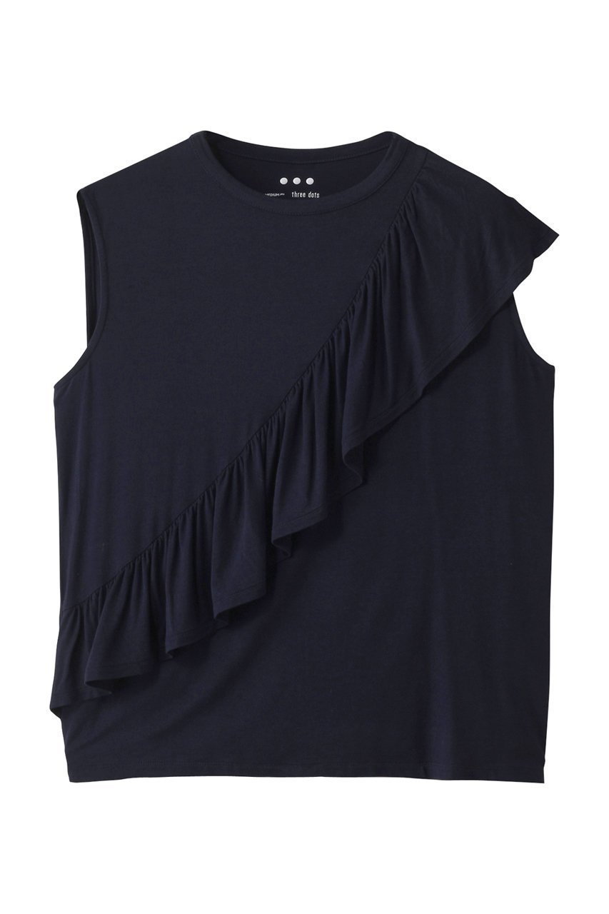 【スリー ドッツ/three dots】のトラベルライン ラッフルタンク インテリア・キッズ・メンズ・レディースファッション・服の通販 founy(ファニー) ファッション Fashion レディースファッション Fashion for Women トップス・カットソー Cut & Sew Tops キャミソール&ノースリーブ Camisoles & Sleeveless Tops シャツ・ブラウス・オフィスカジュアル Elegant Blouses & Button-Ups ロングTシャツ・Tシャツ Longline T-Shirts & Tees カットソー・ベーシックTシャツ Cut-and-Sewn Tops / Stretch Tees & Basics キャミソール Camisole, Spaghetti Strap Top タンク Tank Top, Sleeveless Top トラベル Travel, Travel Gear フェミニン Feminine, Girly フロント Front, Front Design 人気 Popular, Best Seller ネイビー|ID: prp329100004496147 ipo3291000000035343040