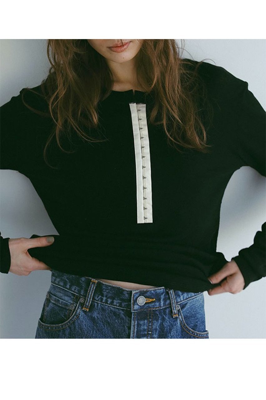 【エトレトウキョウ/ETRE TOKYO】のフロントホックソフトプルオーバー インテリア・キッズ・メンズ・レディースファッション・服の通販 founy(ファニー) 　ファッション　Fashion　レディースファッション　WOMEN　トップス・カットソー　Tops/Tshirt　シャツ/ブラウス　Shirts/Blouses　ロング / Tシャツ　T-Shirts　プルオーバー　Pullover　カットソー　Cut and Sewn　おすすめ　Recommend　スリーブ　Sleeve　フロント　Front　ラウンド　Round　ロング　Long　エレガント 上品　Elegant　NEW・新作・新着・新入荷　New Arrivals　ブラック|ID: prp329100004497569 ipo3291000000031728218