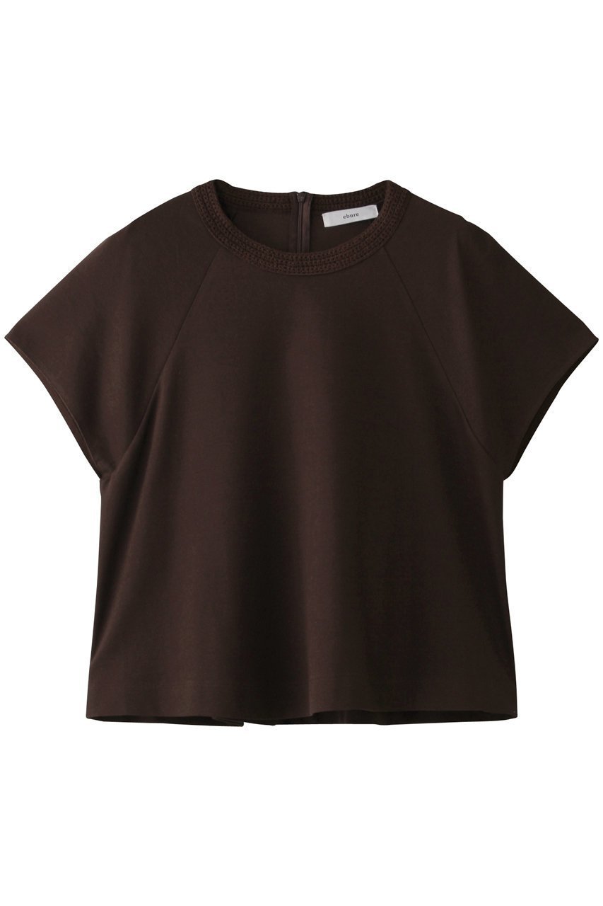 【エブール/ebure】のクロシェパーツカノコ フレアカットソー インテリア・キッズ・メンズ・レディースファッション・服の通販 founy(ファニー) 　ファッション　Fashion　レディースファッション　Fashion for Women　トップス・カットソー　Cut & Sew Tops　シャツ・ブラウス・オフィスカジュアル　Elegant Blouses & Button-Ups　ロングTシャツ・Tシャツ　Longline T-Shirts & Tees　カットソー・ベーシックTシャツ　Cut-and-Sewn Tops / Stretch Tees & Basics　かぎ針　Crochet　ショート　Short, Short Length　スリーブ　Sleeve, Long Sleeve / Short Sleeve　ダブル　Double, Double-Breasted　バランス　Balance, Style Balance　フレア　Flare, Flared　ブラウン|ID: prp329100004497577 ipo3291000000032847753