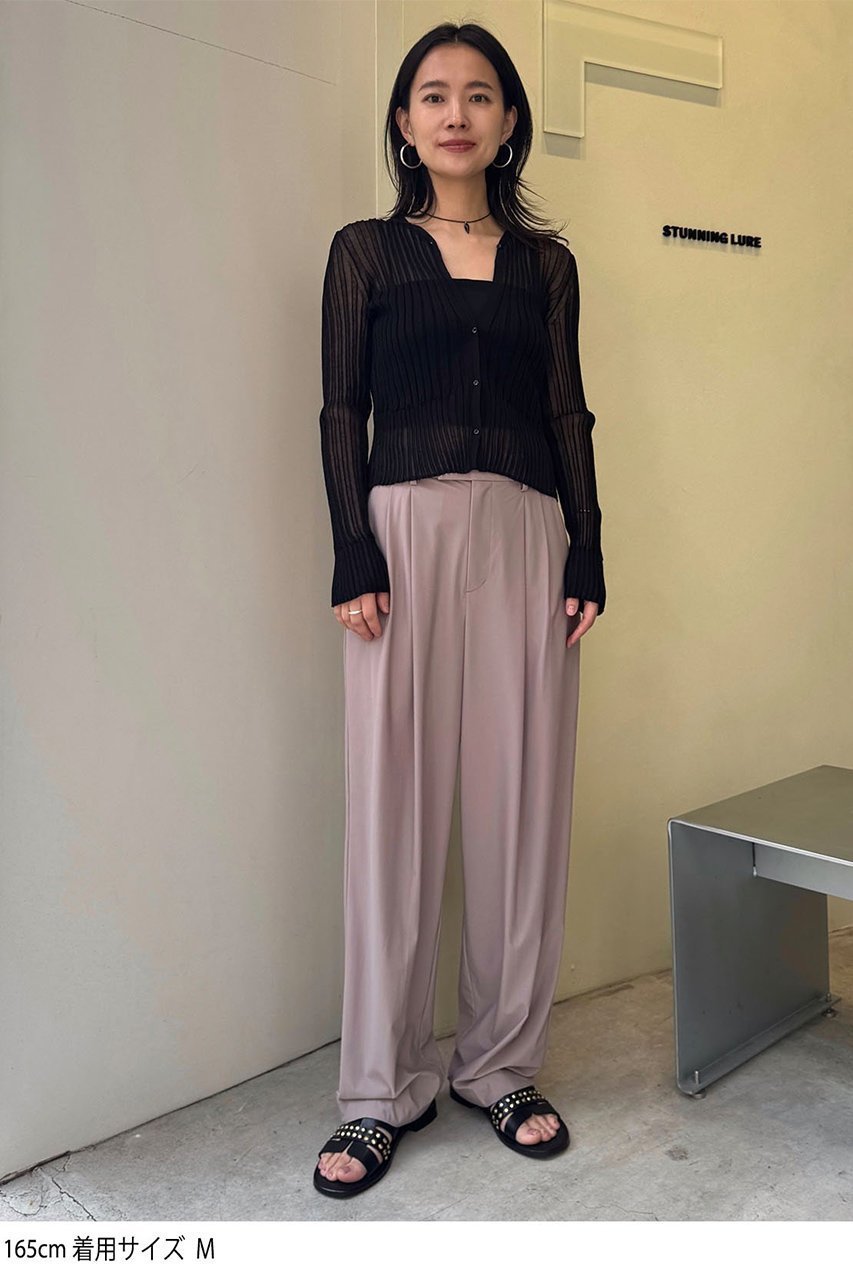 【スタニングルアー/STUNNING LURE】のrシアーリブVネックカーディガン 人気、トレンドファッション・服の通販 founy(ファニー) 　ファッション　Fashion　レディースファッション　Fashion for Women　トップス・カットソー　Cut & Sew Tops　ニット　Knit Tops & Sweaters　カーディガン・羽織り　Layered Style Cardigans　Vネックトップス　V-Neck Tops / V-Cut Neckline Shirts　カーディガン　Cardigan, Knitwear　シアー　Sheer, See-Through　シンプル　Simple, Minimal　デコルテ　Décolleté, Neckline　エレガント 上品　Elegant　切替　Switching, Contrast Panel　other-7|ID: prp329100004497587 ipo3291000000032792700
