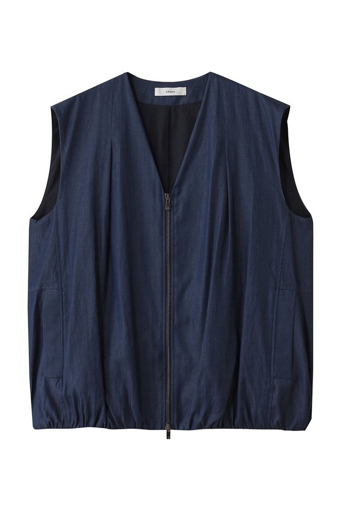 【エブール/ebure】の【店舗限定】ダンガリーライトコットン デニムブルゾンライクジレ インテリア・キッズ・メンズ・レディースファッション・服の通販 founy(ファニー) https://founy.com/ ファッション Fashion レディースファッション Ladies' Fashion Online アウター Coat Outerwear ジャケット Jackets ブルゾン Blouson/Jackets ジャケット Jacket スピンドル Spindle デニム Denim バルーン Balloon ベスト Vest ボトム Bottom エレガント 上品 Elegant 再入荷 Restock/Back In Stock/Re Arrival |ID: prp329100004497603 ipo3291000000032629971