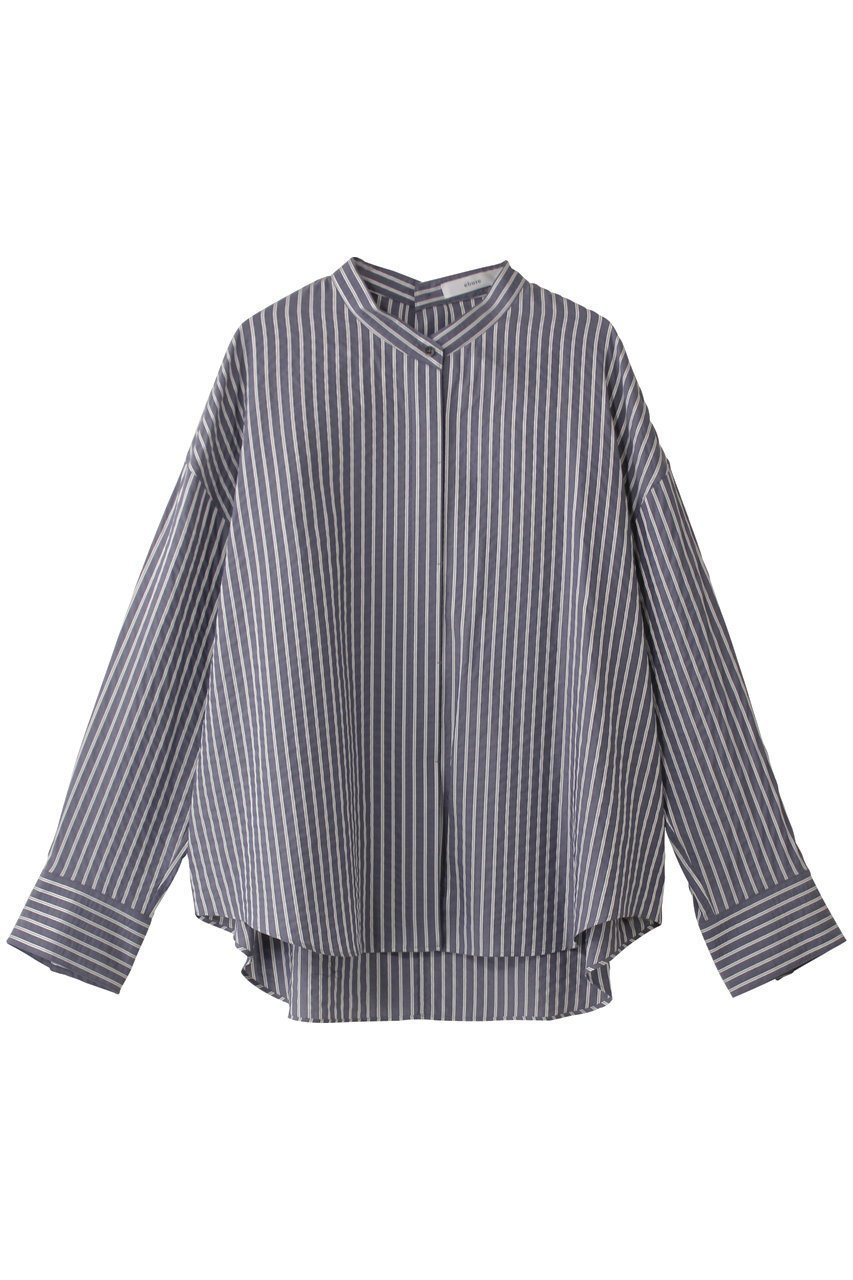 【エブール/ebure】の【店舗限定】ソフトストライプ バンドカラーシャツ インテリア・キッズ・メンズ・レディースファッション・服の通販 founy(ファニー) 　ファッション　Fashion　レディースファッション　WOMEN　トップス・カットソー　Tops/Tshirt　シャツ/ブラウス　Shirts/Blouses　ストライプ　Stripe　スリーブ　Sleeve　ベーシック　Basic　ロング　Long　エレガント 上品　Elegant　ネイビー|ID: prp329100004497614 ipo3291000000031728545
