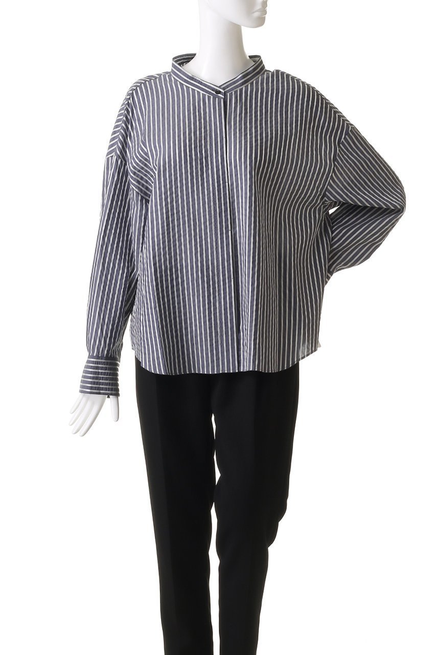 【エブール/ebure】の【店舗限定】ソフトストライプ バンドカラーシャツ 人気、トレンドファッション・服の通販 founy(ファニー) 　ファッション　Fashion　レディースファッション　WOMEN　トップス・カットソー　Tops/Tshirt　シャツ/ブラウス　Shirts/Blouses　ストライプ　Stripe　スリーブ　Sleeve　ベーシック　Basic　ロング　Long　エレガント 上品　Elegant　other-2|ID: prp329100004497614 ipo3291000000031728547