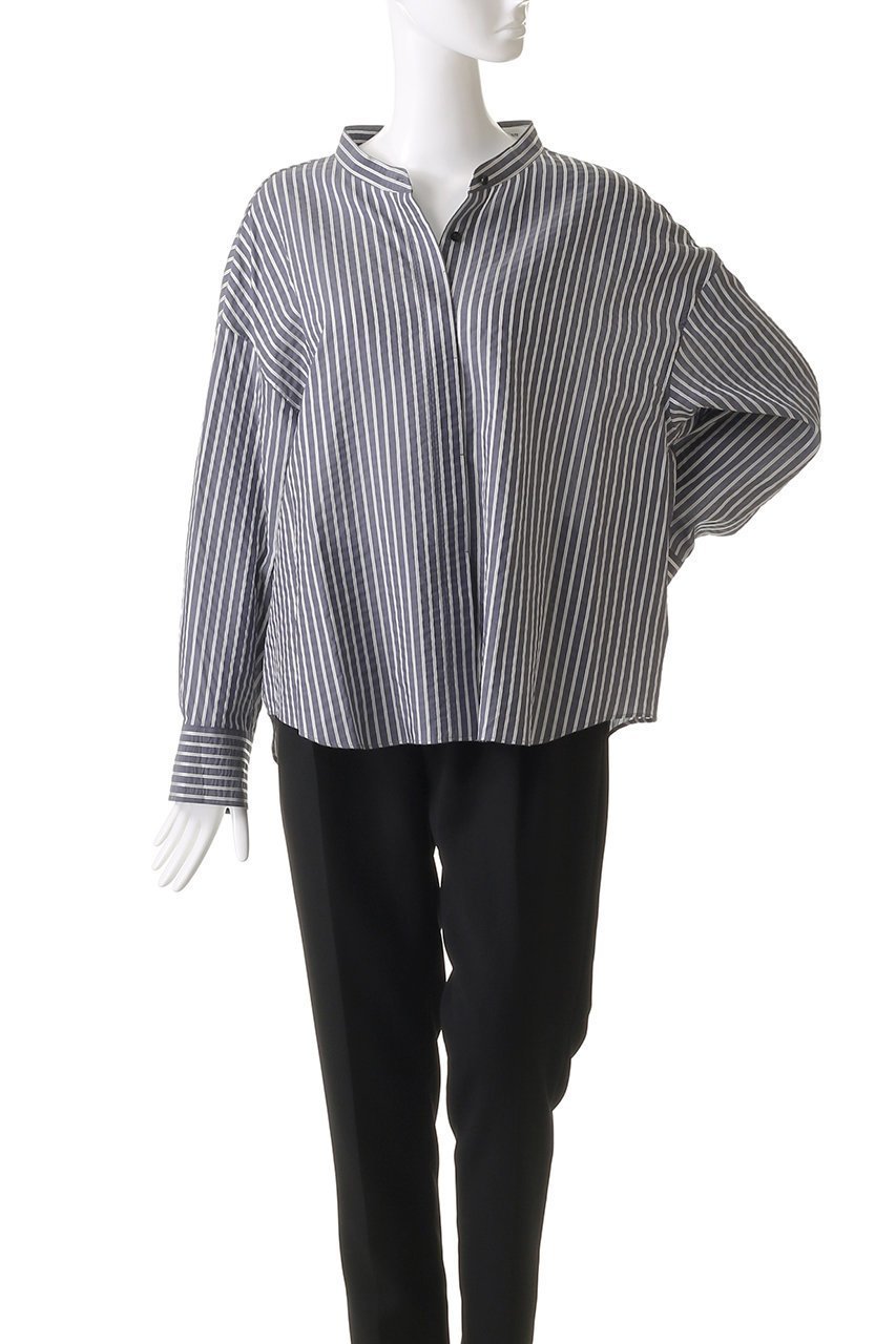 【エブール/ebure】の【店舗限定】ソフトストライプ バンドカラーシャツ 人気、トレンドファッション・服の通販 founy(ファニー) 　ファッション　Fashion　レディースファッション　WOMEN　トップス・カットソー　Tops/Tshirt　シャツ/ブラウス　Shirts/Blouses　ストライプ　Stripe　スリーブ　Sleeve　ベーシック　Basic　ロング　Long　エレガント 上品　Elegant　other-7|ID: prp329100004497614 ipo3291000000031728554