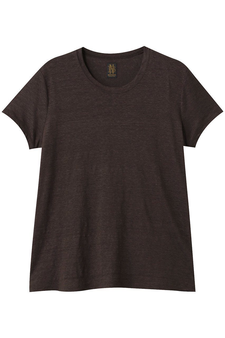 【バトナー/BATONER】のノルマンディーリネンA-ラインTシャツ インテリア・キッズ・メンズ・レディースファッション・服の通販 founy(ファニー) 　ファッション　Fashion　レディースファッション　Fashion for Women　トップス・カットソー　Cut & Sew Tops　シャツ・ブラウス・オフィスカジュアル　Elegant Blouses & Button-Ups　ロングTシャツ・Tシャツ　Longline T-Shirts & Tees　カットソー・ベーシックTシャツ　Cut-and-Sewn Tops / Stretch Tees & Basics　ショート　Short, Short Length　スリーブ　Sleeve, Long Sleeve / Short Sleeve　ドレープ　Drape, Draping Fabric　バランス　Balance, Style Balance　フランス　France, French　リネン　Linen, Linen Fabric　今季　This Season, Current Season　ダークブラウン|ID: prp329100004497654 ipo3291000000032847346