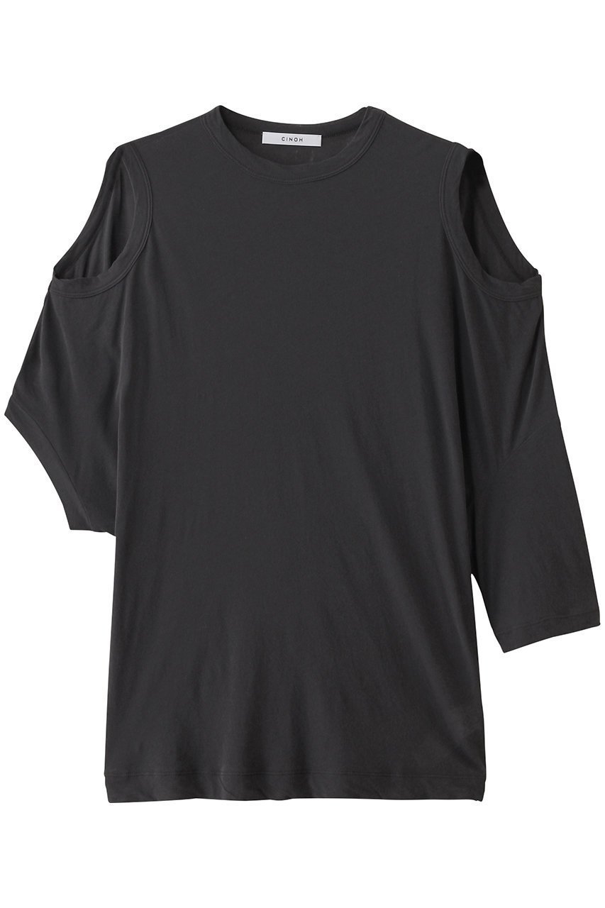 【チノ/CINOH】のSHEF オープンショルダーTシャツ インテリア・キッズ・メンズ・レディースファッション・服の通販 founy(ファニー) 　ファッション　Fashion　レディースファッション　WOMEN　トップス・カットソー　Tops/Tshirt　シャツ/ブラウス　Shirts/Blouses　ロング / Tシャツ　T-Shirts　カットソー　Cut and Sewn　なめらか　Smooth　インド　India　ショルダー　Shoulder　ショート　Short　スリーブ　Sleeve　ドレープ　Drape　エレガント 上品　Elegant　吸水　Water Absorption　夏　Summer　定番　Standard　NEW・新作・新着・新入荷　New Arrivals　チャコールグレー|ID: prp329100004497669 ipo3291000000031728976