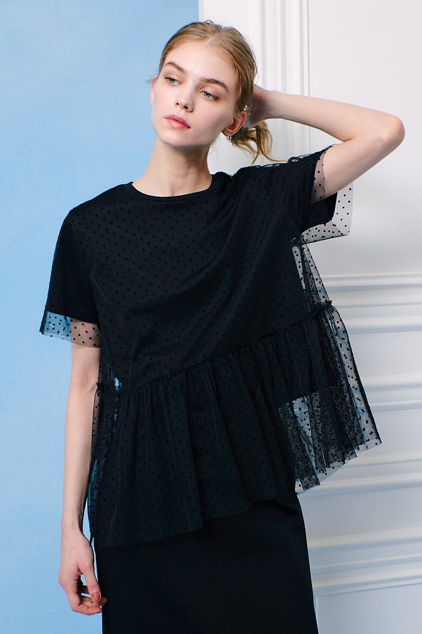 【アルアバイル/allureville】の【Loulou Willoughby】チュールレイヤードT 人気、トレンドファッション・服の通販 founy(ファニー) 　ファッション　Fashion　レディースファッション　WOMEN　トップス・カットソー　Tops/Tshirt　シャツ/ブラウス　Shirts/Blouses　ロング / Tシャツ　T-Shirts　カットソー　Cut and Sewn　ショート　Short　スリーブ　Sleeve　チュール　Tulle　ドット　Dot　フェミニン　Feminine　other-6|ID: prp329100004497687 ipo3291000000032037253