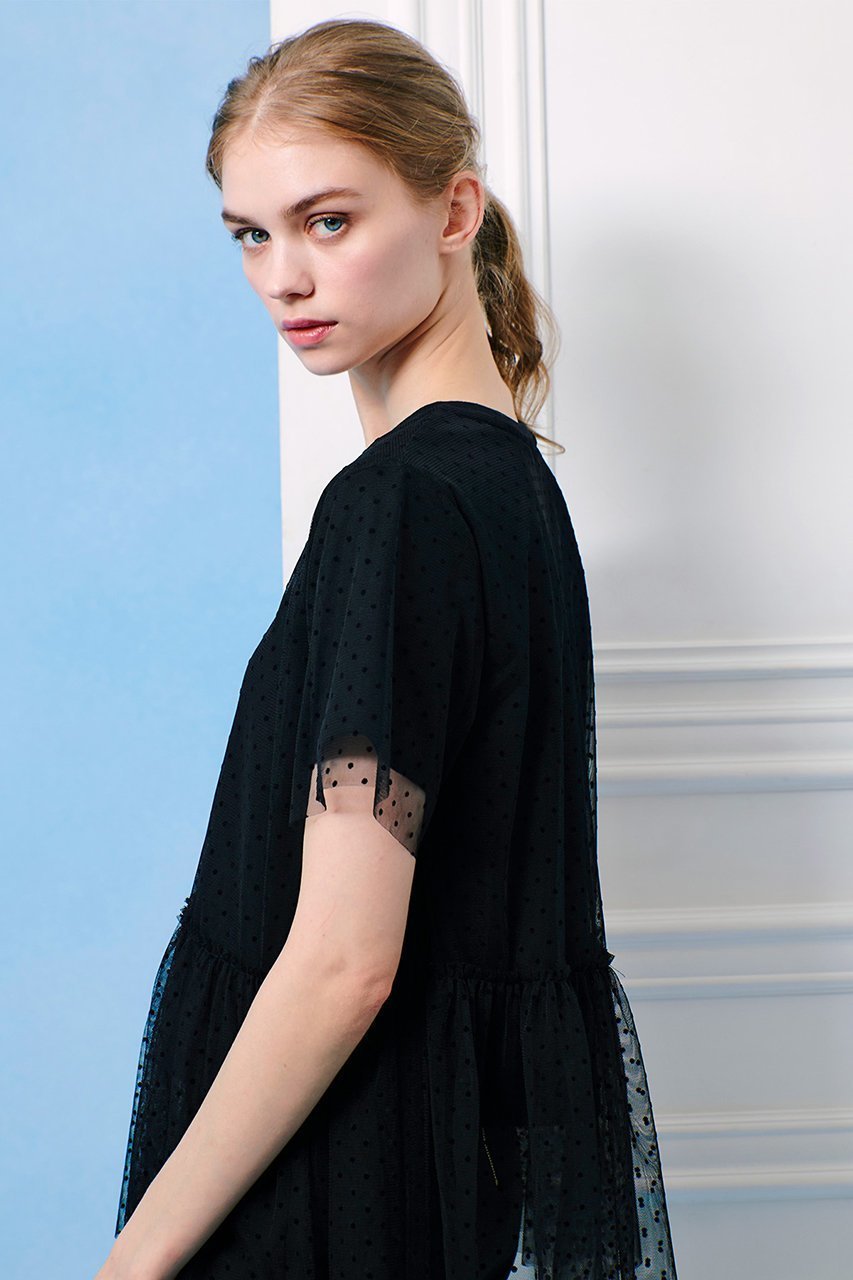 【アルアバイル/allureville】の【Loulou Willoughby】チュールレイヤードT 人気、トレンドファッション・服の通販 founy(ファニー) 　ファッション　Fashion　レディースファッション　WOMEN　トップス・カットソー　Tops/Tshirt　シャツ/ブラウス　Shirts/Blouses　ロング / Tシャツ　T-Shirts　カットソー　Cut and Sewn　ショート　Short　スリーブ　Sleeve　チュール　Tulle　ドット　Dot　フェミニン　Feminine　other-7|ID: prp329100004497687 ipo3291000000032037254