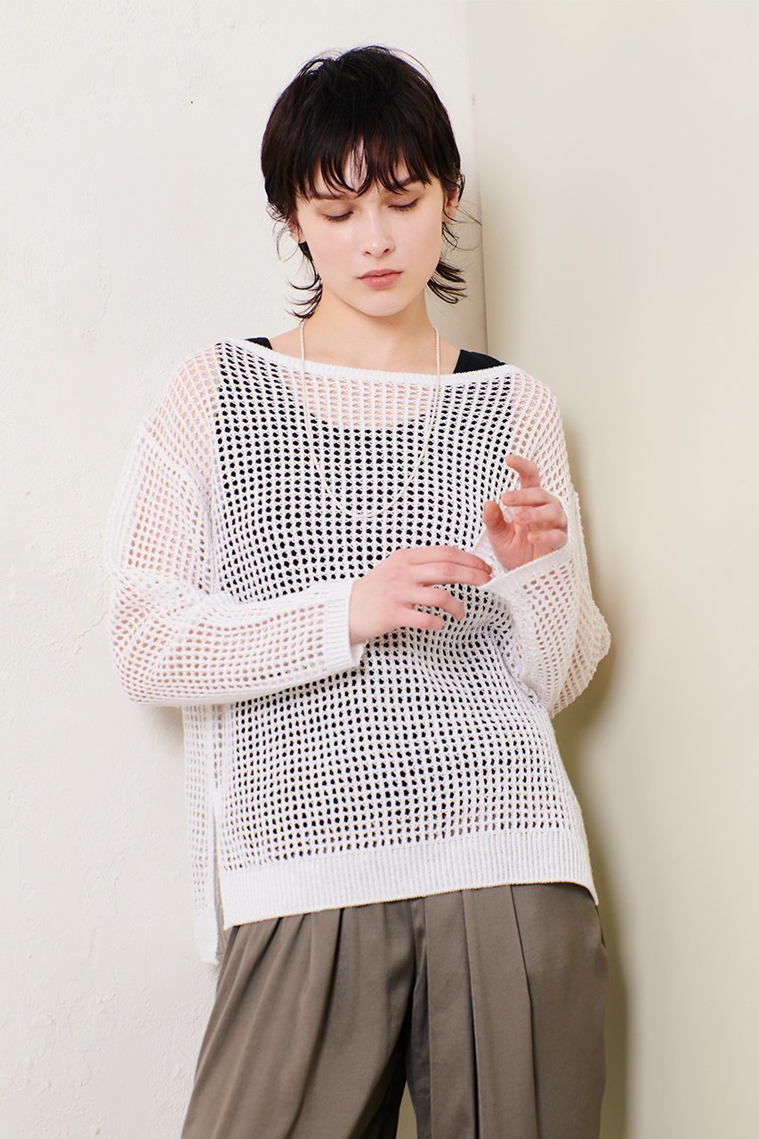 【アルアバイル/allureville】のリネンコードメッシュプルオーバー 人気、トレンドファッション・服の通販 founy(ファニー) 　ファッション　Fashion　レディースファッション　WOMEN　トップス・カットソー　Tops/Tshirt　ニット　Knit Tops　プルオーバー　Pullover　インナー　Inner　スリット　Slit　ヘムライン　Hemline　メッシュ　Mesh　リネン　Linen　再入荷　Restock/Back In Stock/Re Arrival　夏　Summer　春　Spring　S/S・春夏　Ss・Spring/Summer　other-7|ID: prp329100004497688 ipo3291000000032025161