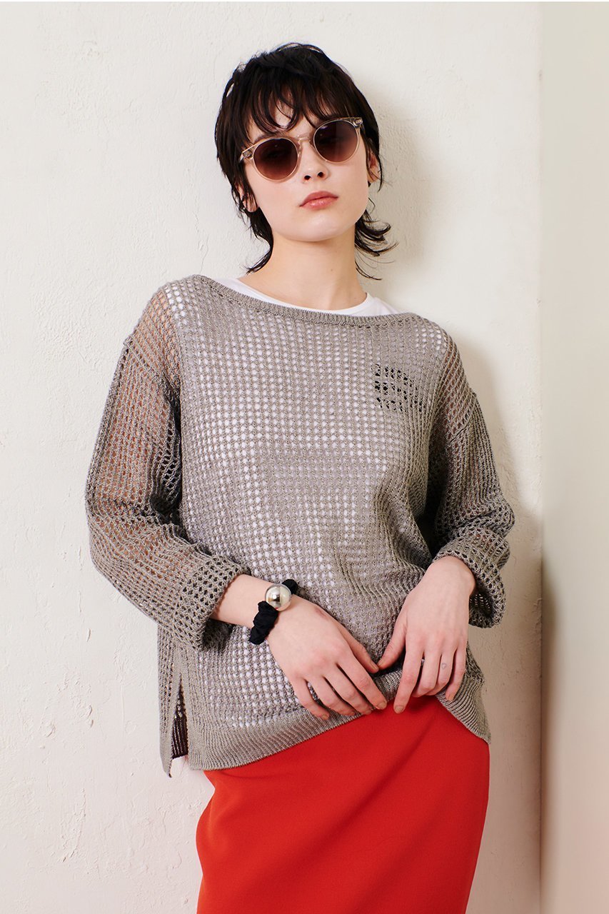 【アルアバイル/allureville】のリネンコードメッシュプルオーバー 人気、トレンドファッション・服の通販 founy(ファニー) 　ファッション　Fashion　レディースファッション　Fashion for Women　トップス・カットソー　Cut & Sew Tops　ニット　Knit Tops & Sweaters　カジュアルプルオーバー・ニットトップス　Pullovers & Knit Tops / Casual Pullovers　インナー　Innerwear　スリット　Slit, Slit Detail　ヘムライン　Hemline, Bottom Cut　メッシュ　Mesh, Net Fabric　リネン　Linen, Linen Fabric　夏　Summer　春　Spring　S/S・春夏　SS, Spring/Summer, Warm Season　other-6|ID: prp329100004497688 ipo3291000000032707436