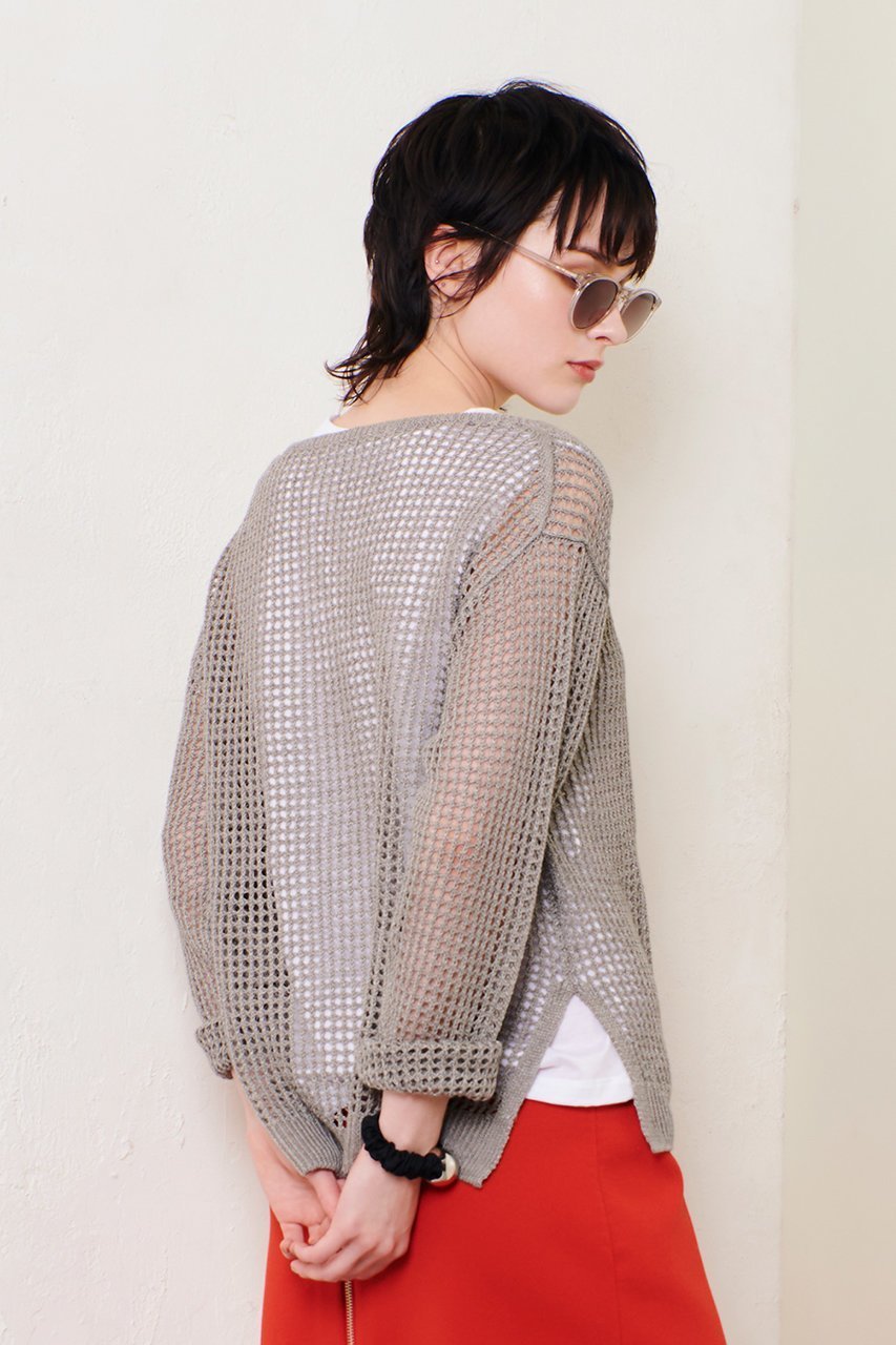 【アルアバイル/allureville】のリネンコードメッシュプルオーバー 人気、トレンドファッション・服の通販 founy(ファニー) 　ファッション　Fashion　レディースファッション　Fashion for Women　トップス・カットソー　Cut & Sew Tops　ニット　Knit Tops & Sweaters　カジュアルプルオーバー・ニットトップス　Pullovers & Knit Tops / Casual Pullovers　インナー　Innerwear　スリット　Slit, Slit Detail　ヘムライン　Hemline, Bottom Cut　メッシュ　Mesh, Net Fabric　リネン　Linen, Linen Fabric　夏　Summer　春　Spring　S/S・春夏　SS, Spring/Summer, Warm Season　other-8|ID: prp329100004497688 ipo3291000000032707439