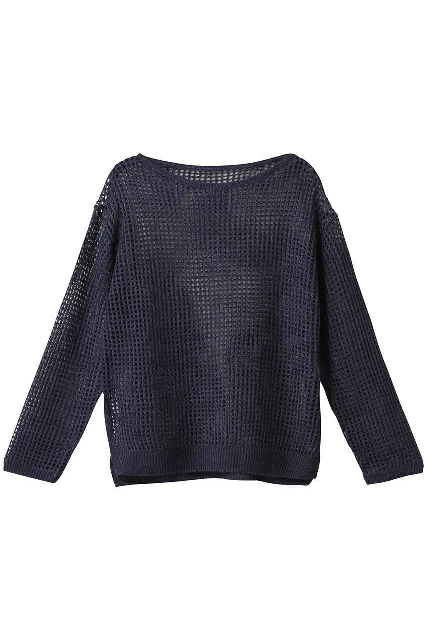 【アルアバイル/allureville】のリネンコードメッシュプルオーバー インテリア・キッズ・メンズ・レディースファッション・服の通販 founy(ファニー) 　ファッション　Fashion　レディースファッション　Fashion for Women　トップス・カットソー　Cut & Sew Tops　ニット　Knit Tops & Sweaters　カジュアルプルオーバー・ニットトップス　Pullovers & Knit Tops / Casual Pullovers　インナー　Innerwear　スリット　Slit, Slit Detail　ヘムライン　Hemline, Bottom Cut　メッシュ　Mesh, Net Fabric　リネン　Linen, Linen Fabric　再入荷　Restock / Back in Stock　夏　Summer　春　Spring　S/S・春夏　SS, Spring/Summer, Warm Season　ネイビー|ID: prp329100004497688 ipo3291000000035054347