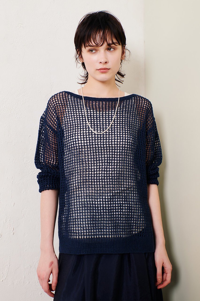 【アルアバイル/allureville】のリネンコードメッシュプルオーバー 人気、トレンドファッション・服の通販 founy(ファニー) 　ファッション　Fashion　レディースファッション　Fashion for Women　トップス・カットソー　Cut & Sew Tops　ニット　Knit Tops & Sweaters　カジュアルプルオーバー・ニットトップス　Pullovers & Knit Tops / Casual Pullovers　インナー　Innerwear　スリット　Slit, Slit Detail　ヘムライン　Hemline, Bottom Cut　メッシュ　Mesh, Net Fabric　リネン　Linen, Linen Fabric　再入荷　Restock / Back in Stock　夏　Summer　春　Spring　S/S・春夏　SS, Spring/Summer, Warm Season　other-6|ID: prp329100004497688 ipo3291000000035054352