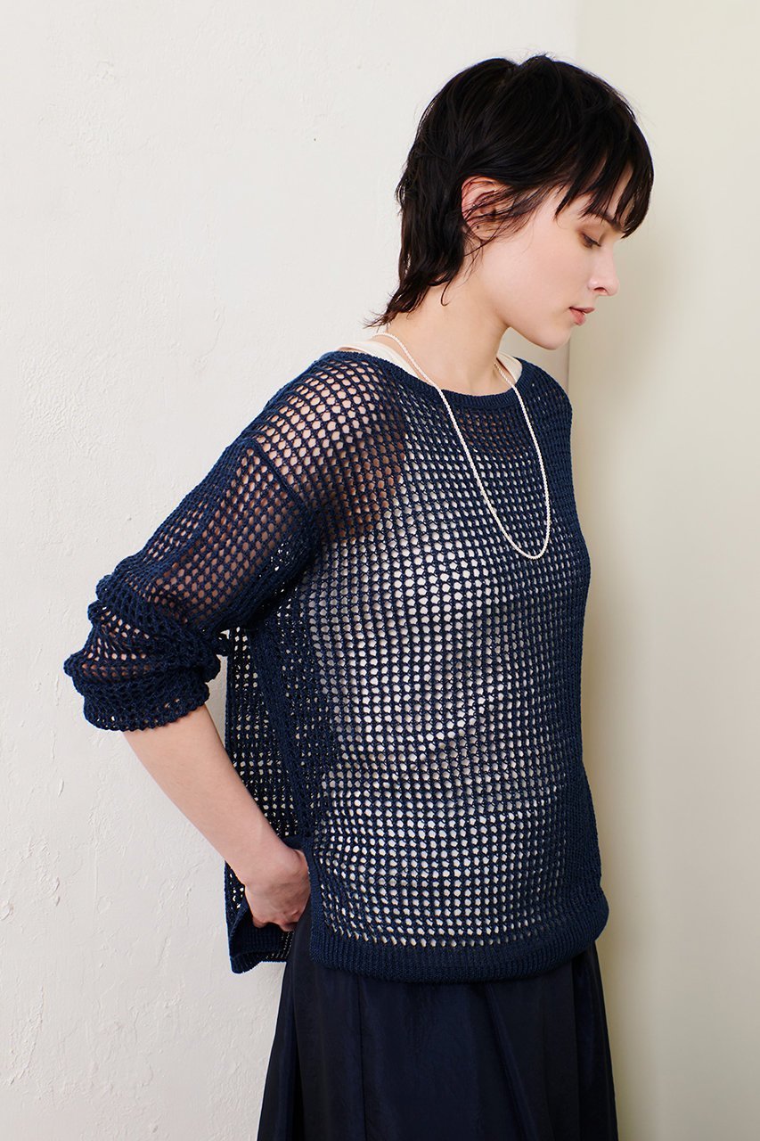【アルアバイル/allureville】のリネンコードメッシュプルオーバー 人気、トレンドファッション・服の通販 founy(ファニー) 　ファッション　Fashion　レディースファッション　Fashion for Women　トップス・カットソー　Cut & Sew Tops　ニット　Knit Tops & Sweaters　カジュアルプルオーバー・ニットトップス　Pullovers & Knit Tops / Casual Pullovers　インナー　Innerwear　スリット　Slit, Slit Detail　ヘムライン　Hemline, Bottom Cut　メッシュ　Mesh, Net Fabric　リネン　Linen, Linen Fabric　再入荷　Restock / Back in Stock　夏　Summer　春　Spring　S/S・春夏　SS, Spring/Summer, Warm Season　other-8|ID: prp329100004497688 ipo3291000000035054354
