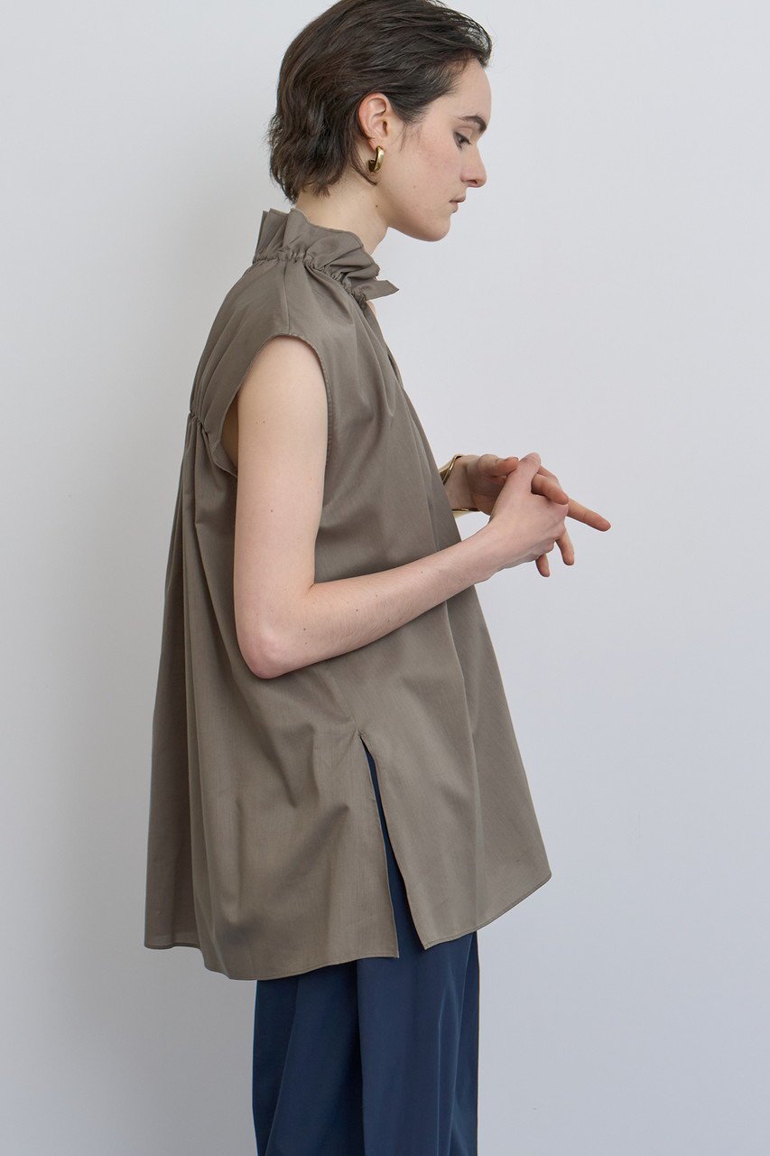【ハウス オブ ロータス/HOUSE OF LOTUS】のドレープローンギャザーノースリーブブラウス 人気、トレンドファッション・服の通販 founy(ファニー) 　ファッション　Fashion　レディースファッション　WOMEN　トップス・カットソー　Tops/Tshirt　キャミソール / ノースリーブ　No Sleeves　シャツ/ブラウス　Shirts/Blouses　ギャザー　Gather　スタンド　Stand　スリット　Slit　ドレープ　Drape　ノースリーブ　No Sleeve　フェミニン　Feminine　フリル　Frills　エレガント 上品　Elegant　other-7|ID: prp329100004497702 ipo3291000000032296533