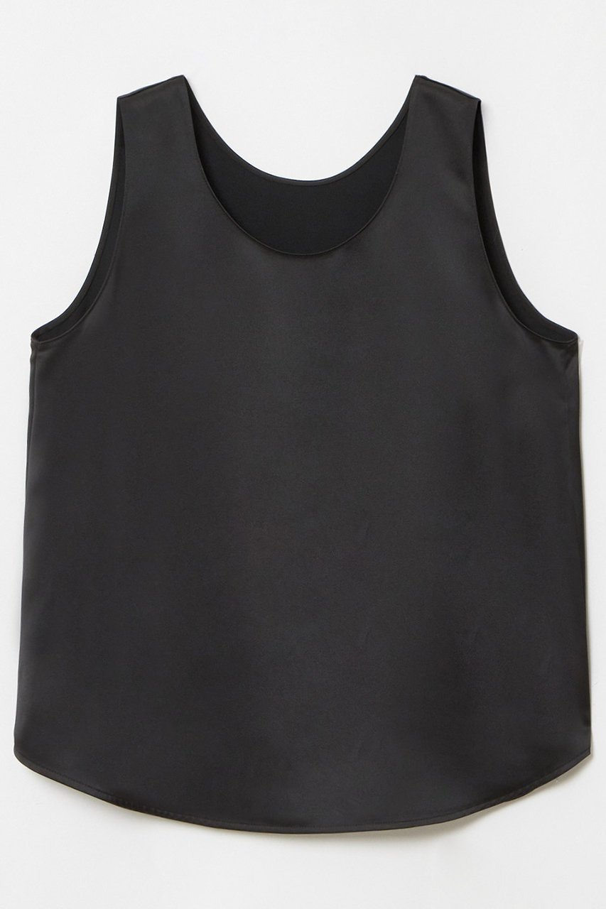 【アルアバイル/allureville】のサテンタンクブラウス インテリア・キッズ・メンズ・レディースファッション・服の通販 founy(ファニー) 　ファッション　Fashion　レディースファッション　Fashion for Women　トップス・カットソー　Cut & Sew Tops　キャミソール&ノースリーブ　Camisoles & Sleeveless Tops　シャツ・ブラウス・オフィスカジュアル　Elegant Blouses & Button-Ups　インナー　Innerwear　エレガント 上品　Elegant　サテン　Satin, Glossy Fabric　シンプル　Simple, Minimal　ジャケット　Jacket, Outerwear　タンク　Tank Top, Sleeveless Top　ノースリーブ　Sleeveless, No-Sleeve　ブルゾン　Blouson, Bomber Jacket　ブラック|ID: prp329100004497703 ipo3291000000032906722