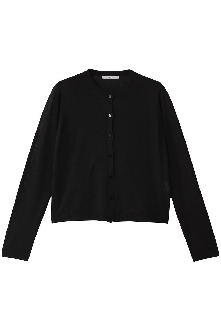 【アナイ/ANAYI】のシルクコットンクルーカーディガン インテリア・キッズ・メンズ・レディースファッション・服の通販 founy(ファニー) 　ファッション　Fashion　レディースファッション　Fashion for Women　トップス・カットソー　Cut & Sew Tops　ニット　Knit Tops & Sweaters　カーディガン・羽織り　Layered Style Cardigans　なめらか　Smooth, Silky Texture　カーディガン　Cardigan, Knitwear　シルク　Silk, 100% Silk　シンプル　Simple, Minimal　バランス　Balance, Style Balance　ブラック|ID: prp329100004497731 ipo3291000000032924923