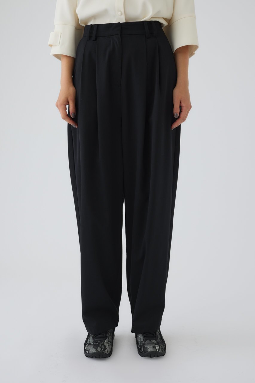 【リムアーク/RIM.ARK】のW tuck wide slacks/パンツ インテリア・キッズ・メンズ・レディースファッション・服の通販 founy(ファニー) 　ファッション　Fashion　レディースファッション　Fashion for Women　パンツ　Pants & Trousers　クール　Cool, Chic　ストレッチ　Stretch, Stretchy Fabric　スラックス　Slacks, Dress Pants　テーパード　Tapered, Tapered Pants　ドレープ　Drape, Draping Fabric　マニッシュ　Mannish, Boyish　ワイド　Wide, Wide Fit　ブラック|ID: prp329100004499202 ipo3291000000035419518