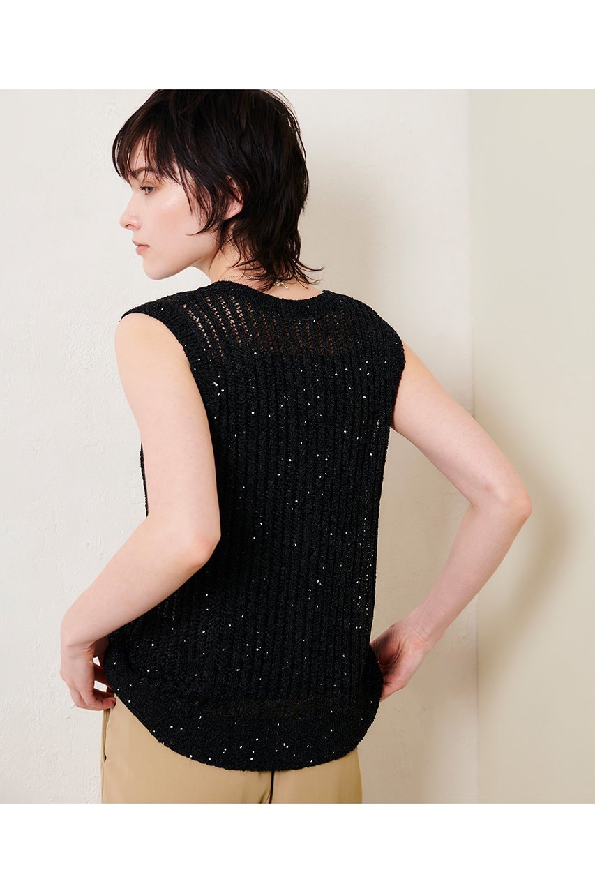 【アルアバイル/allureville】のスパンコールメッシュプルオーバー 人気、トレンドファッション・服の通販 founy(ファニー) 　ファッション　Fashion　レディースファッション　Fashion for Women　トップス・カットソー　Cut & Sew Tops　ニット　Knit Tops & Sweaters　カジュアルプルオーバー・ニットトップス　Pullovers & Knit Tops / Casual Pullovers　おすすめ　Recommended / Our Picks　スパンコール　Sequins, Sequin Embellishment　タンク　Tank Top, Sleeveless Top　フロント　Front, Front Design　メッシュ　Mesh, Net Fabric　other-5|ID: prp329100004499272 ipo3291000000032707535