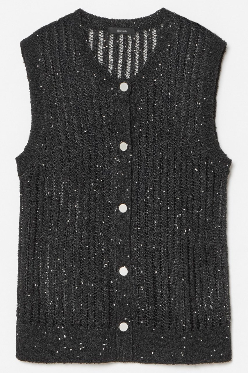 【アルアバイル/allureville】のスパンコールメッシュプルオーバー 人気、トレンドファッション・服の通販 founy(ファニー) 　ファッション　Fashion　レディースファッション　Fashion for Women　トップス・カットソー　Cut & Sew Tops　ニット　Knit Tops & Sweaters　カジュアルプルオーバー・ニットトップス　Pullovers & Knit Tops / Casual Pullovers　おすすめ　Recommended / Our Picks　スパンコール　Sequins, Sequin Embellishment　タンク　Tank Top, Sleeveless Top　フロント　Front, Front Design　メッシュ　Mesh, Net Fabric　 other-1|ID: prp329100004499272 ipo3291000000035847686