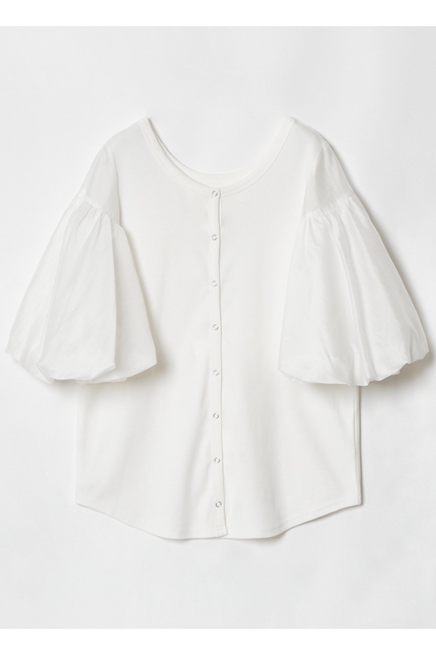 【アルアバイル/allureville】のフライスコンビボリュームスリーブプルオーバー 人気、トレンドファッション・服の通販 founy(ファニー) 　ファッション　Fashion　レディースファッション　Fashion for Women　トップス・カットソー　Cut & Sew Tops　シャツ・ブラウス・オフィスカジュアル　Elegant Blouses & Button-Ups　ロングTシャツ・Tシャツ　Longline T-Shirts & Tees　カジュアルプルオーバー・ニットトップス　Pullovers & Knit Tops / Casual Pullovers　カットソー・ベーシックTシャツ　Cut-and-Sewn Tops / Stretch Tees & Basics　ボリューム袖・フリルスリーブブラウス　Voluminous & Ruffle Sleeves / Puffy Sleeve Tops　カーディガン　Cardigan, Knitwear　ギャザー　Gathered, Ruffled　シアー　Sheer, See-Through　ショート　Short, Short Length　スリーブ　Sleeve, Long Sleeve / Short Sleeve　再入荷　Restock / Back in Stock　 other-1|ID: prp329100004499273 ipo3291000000032684989