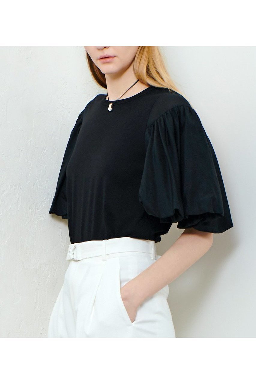 【アルアバイル/allureville】のフライスコンビボリュームスリーブプルオーバー 人気、トレンドファッション・服の通販 founy(ファニー) 　ファッション　Fashion　レディースファッション　Fashion for Women　トップス・カットソー　Cut & Sew Tops　シャツ・ブラウス・オフィスカジュアル　Elegant Blouses & Button-Ups　ロングTシャツ・Tシャツ　Longline T-Shirts & Tees　カジュアルプルオーバー・ニットトップス　Pullovers & Knit Tops / Casual Pullovers　カットソー・ベーシックTシャツ　Cut-and-Sewn Tops / Stretch Tees & Basics　ボリューム袖・フリルスリーブブラウス　Voluminous & Ruffle Sleeves / Puffy Sleeve Tops　カーディガン　Cardigan, Knitwear　ギャザー　Gathered, Ruffled　シアー　Sheer, See-Through　ショート　Short, Short Length　スリーブ　Sleeve, Long Sleeve / Short Sleeve　再入荷　Restock / Back in Stock　other-7|ID: prp329100004499273 ipo3291000000032684997